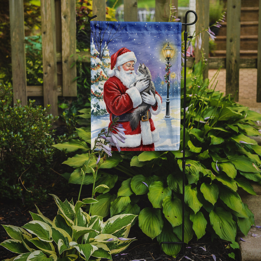 Caroline's Treasures Norwegian Forest Cat Gray and White with Santa Claus Garden Flag