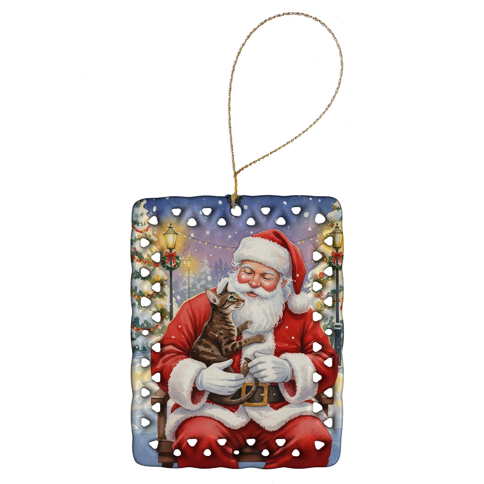 Caroline's Treasures Oriental Shorthair Cat with Santa Claus Porcelain Ornament