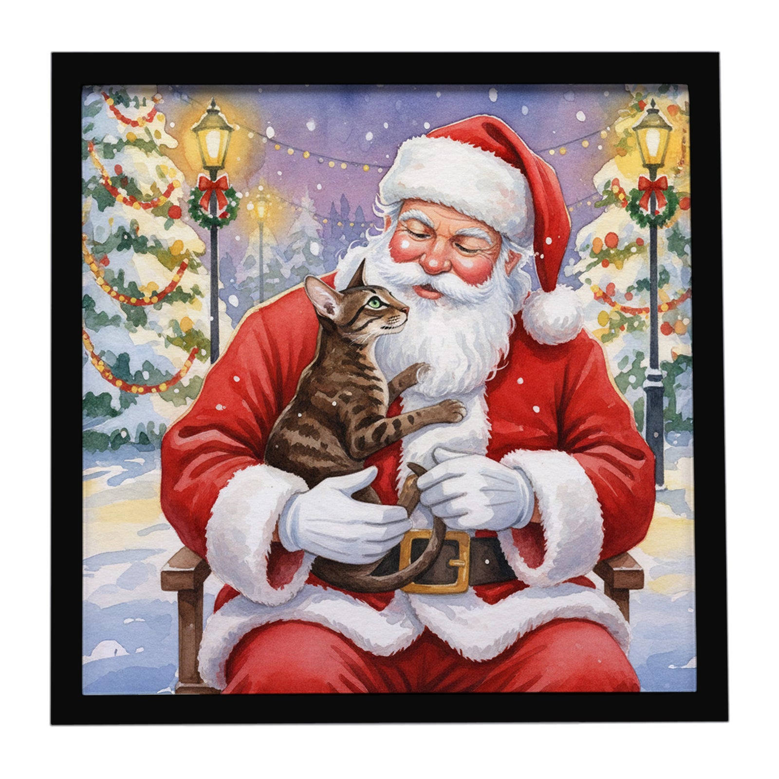 Caroline's Treasures Oriental Shorthair Cat with Santa Claus Framed Metal Print