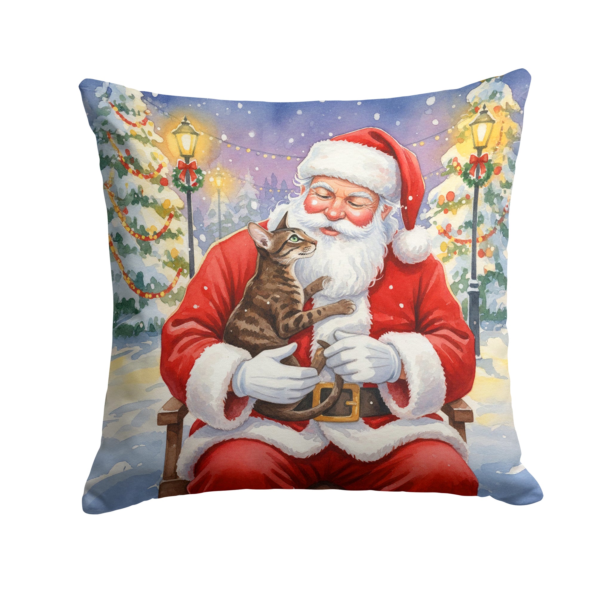 Caroline's Treasures Oriental Shorthair Cat with Santa Claus Throw Pillow
