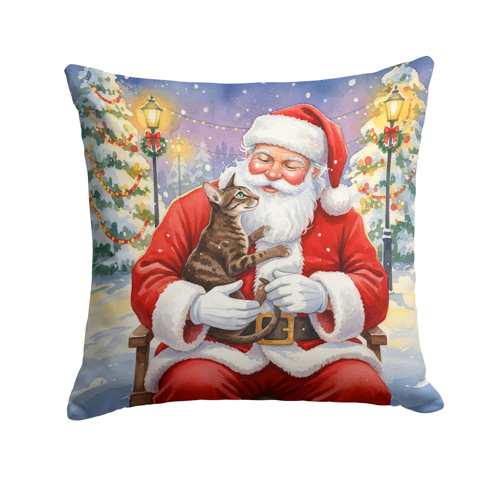 Caroline's Treasures Oriental Shorthair Cat with Santa Claus Throw Pillow