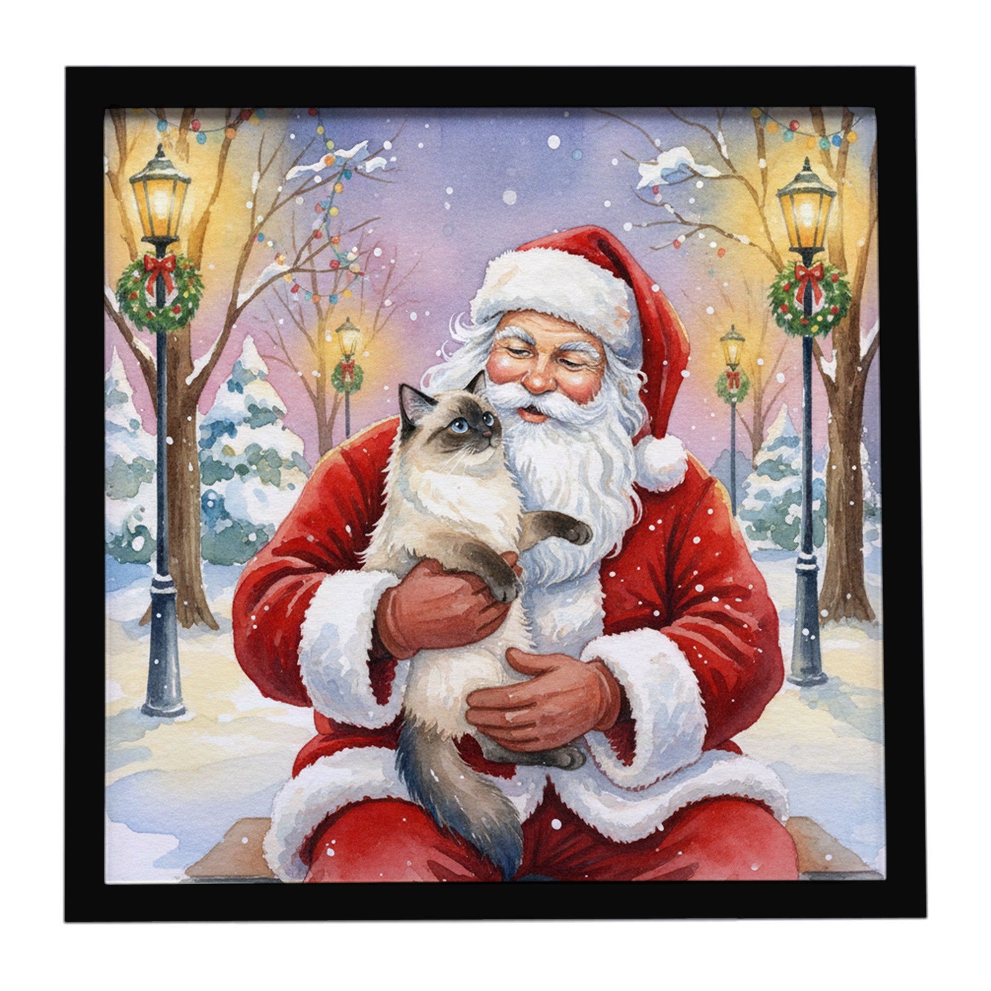 Caroline's Treasures Ragdoll Seal Point with Santa Claus Framed Metal Print