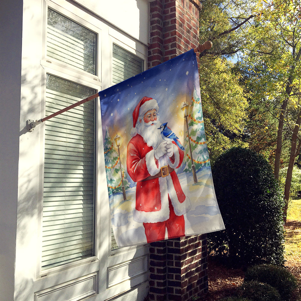 Caroline's Treasures Blue Jay with Santa Claus House Flag