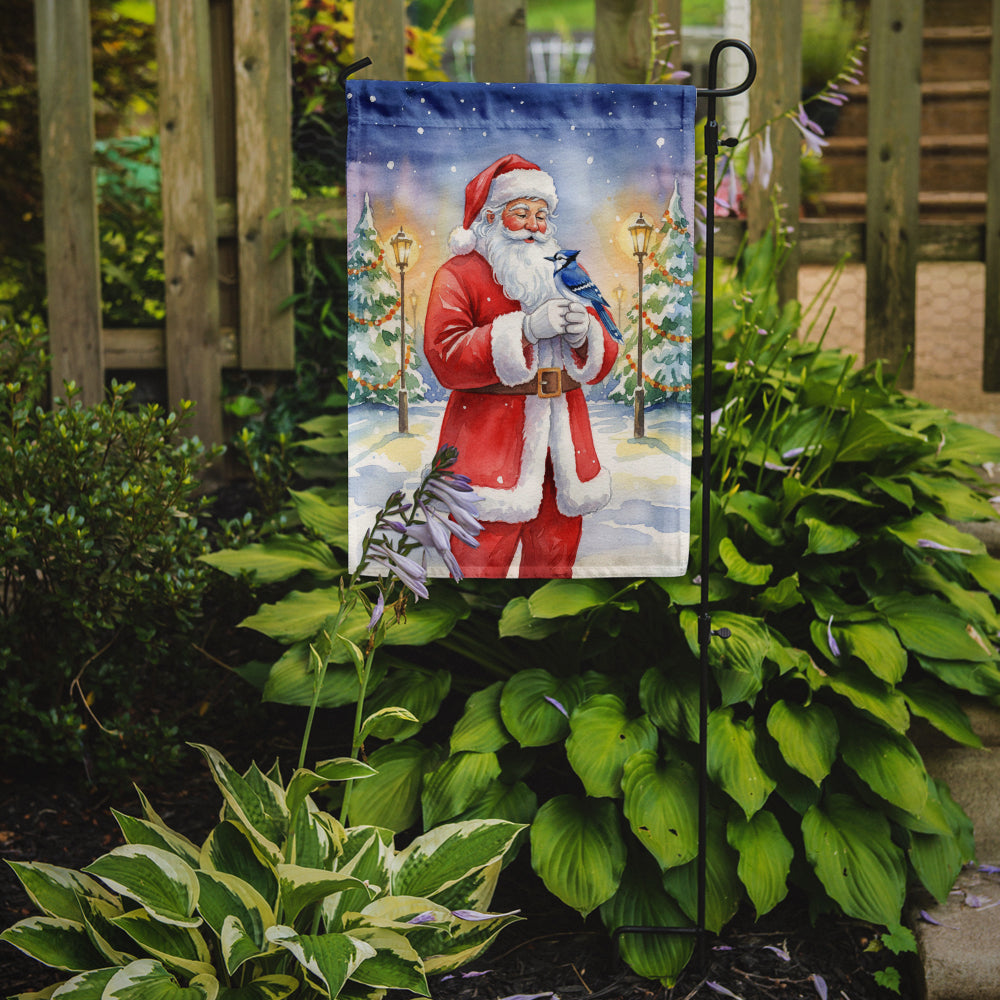 Caroline's Treasures Blue Jay with Santa Claus Garden Flag