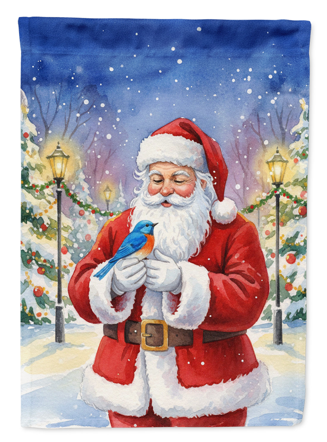 Caroline's Treasures Bluebird with Santa Claus Garden Flag