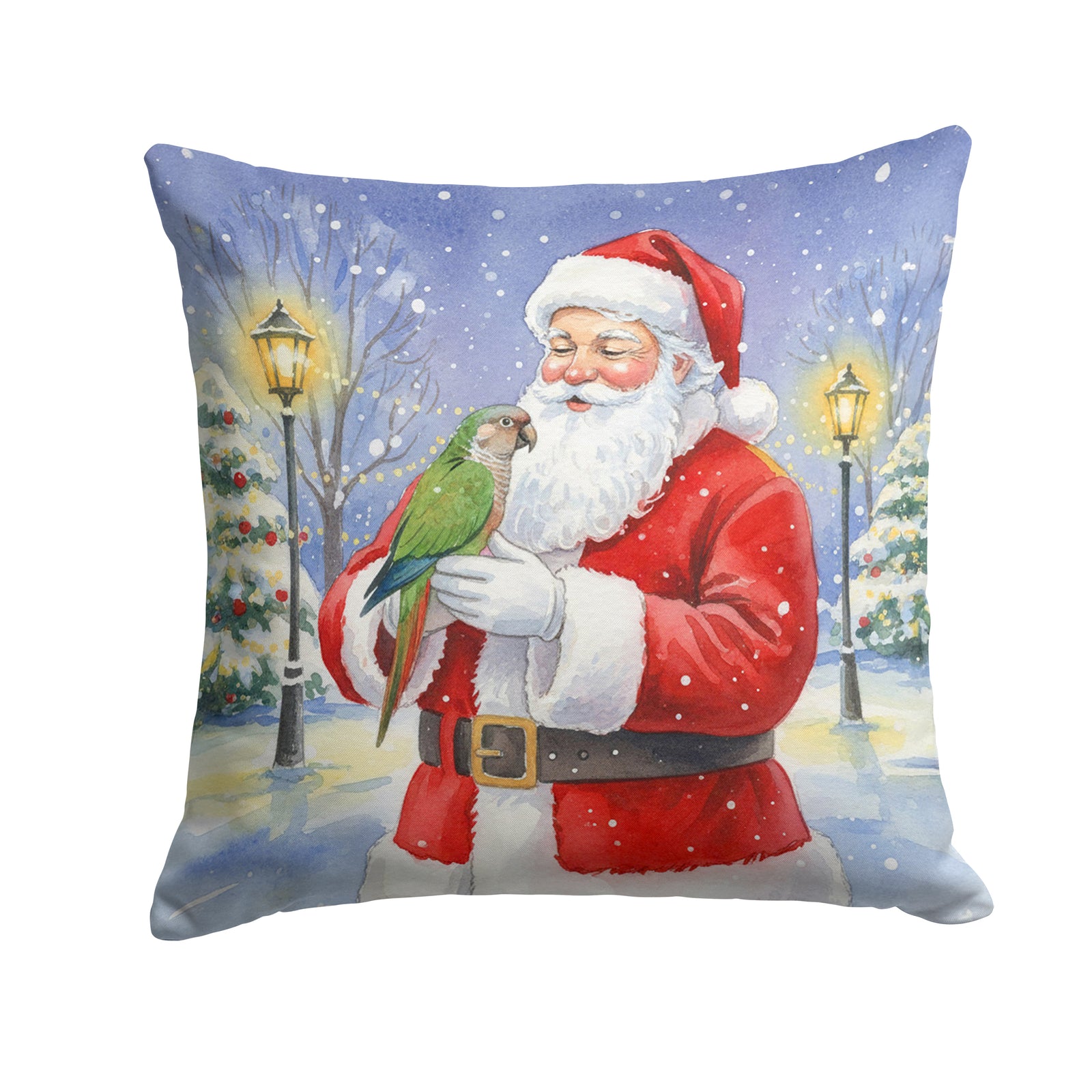 Caroline's Treasures Brown Headed Pionus Parrot with Santa Claus Throw Pillow