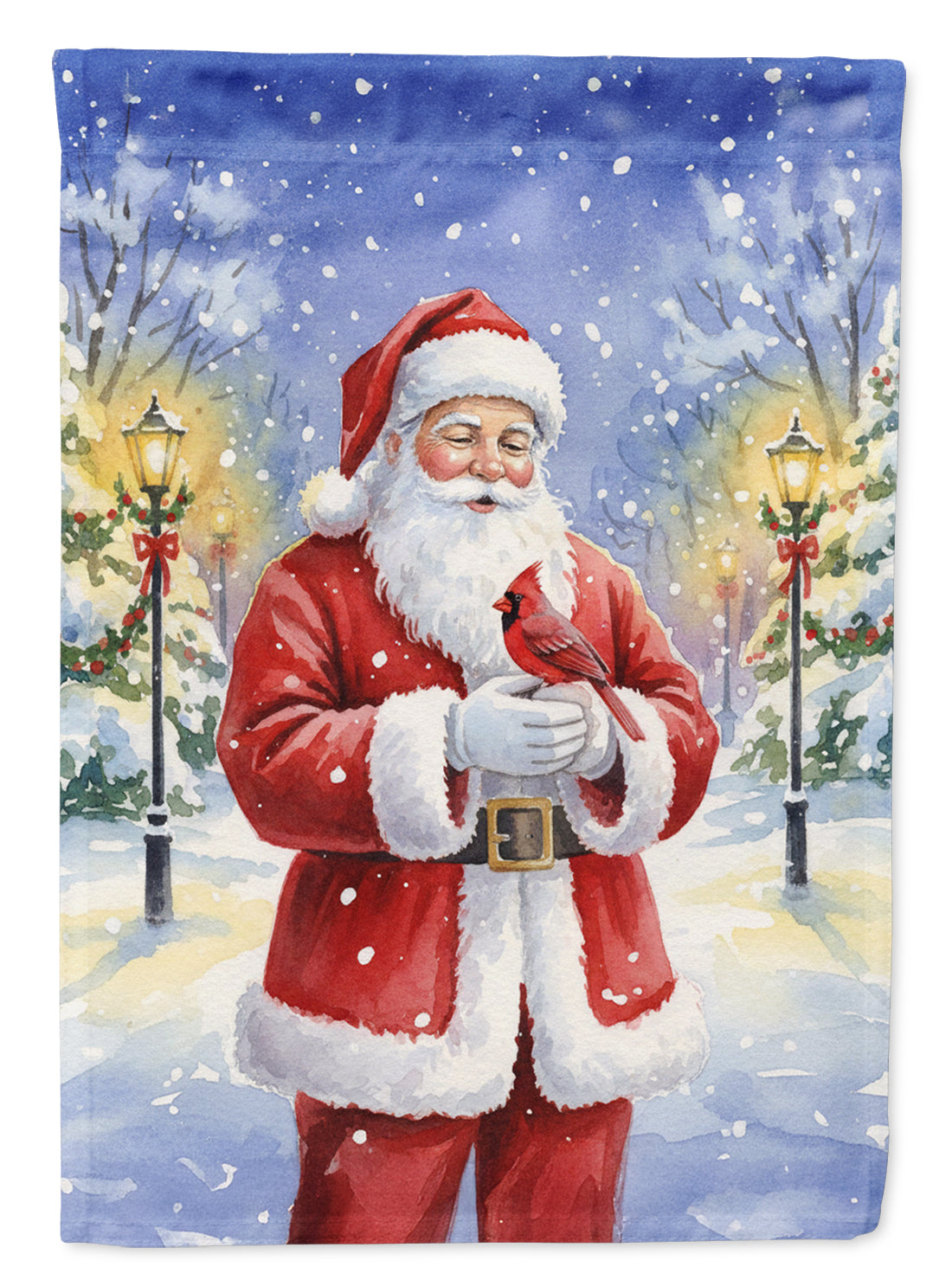 Caroline's Treasures Cardinal with Santa Claus Garden Flag