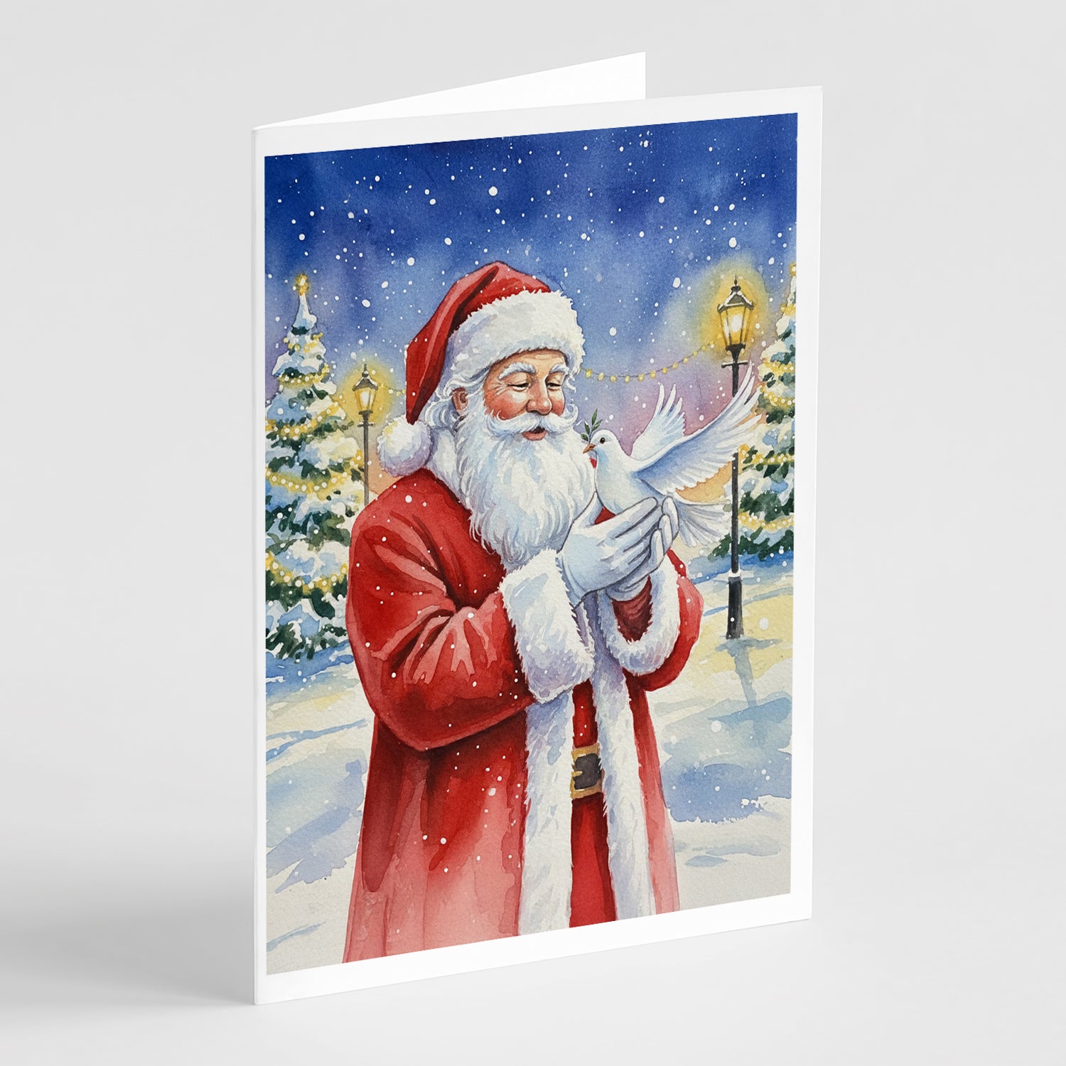 Caroline's Treasures Dove with Santa Claus Greeting Cards Pack of 8