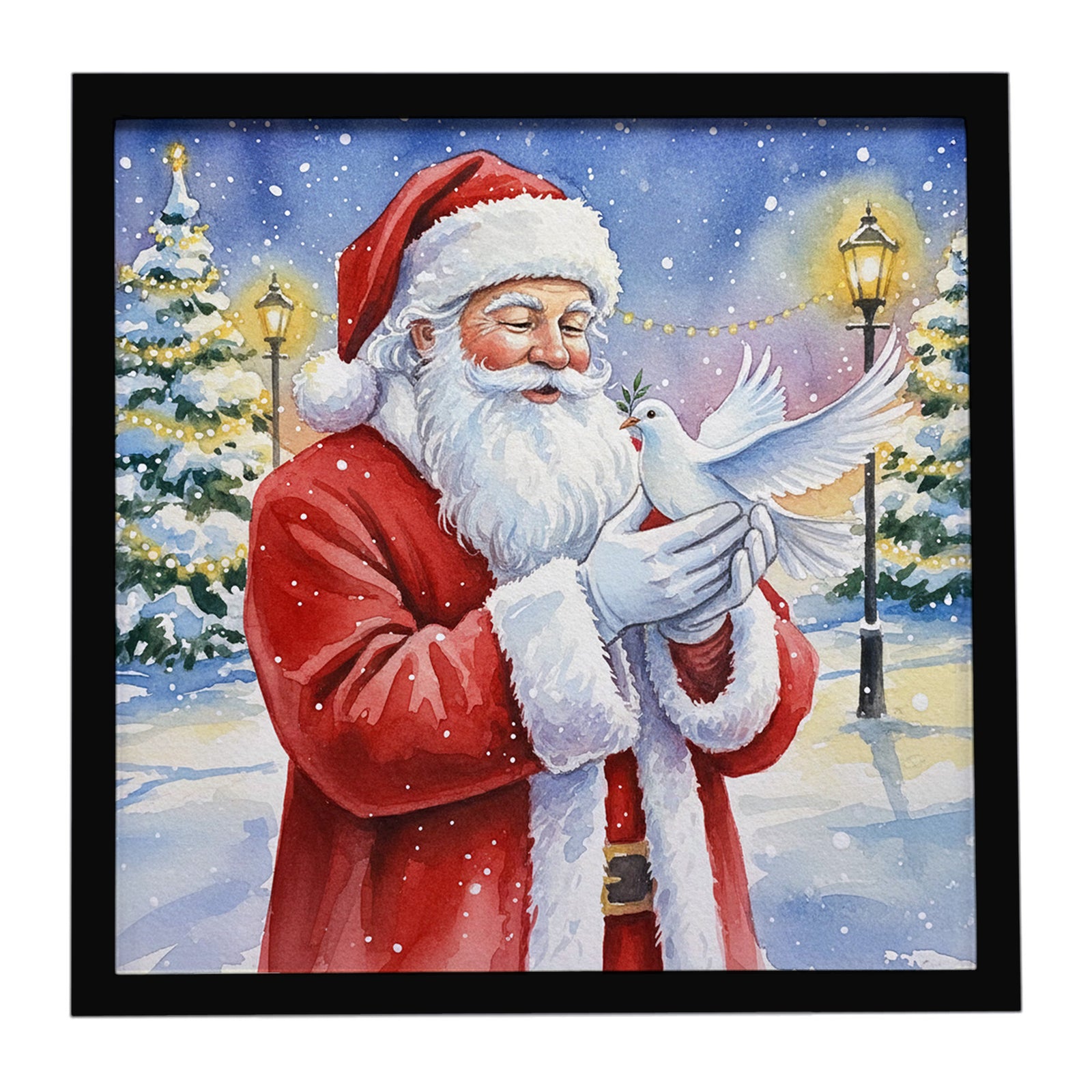 Caroline's Treasures Dove with Santa Claus Framed Metal Print