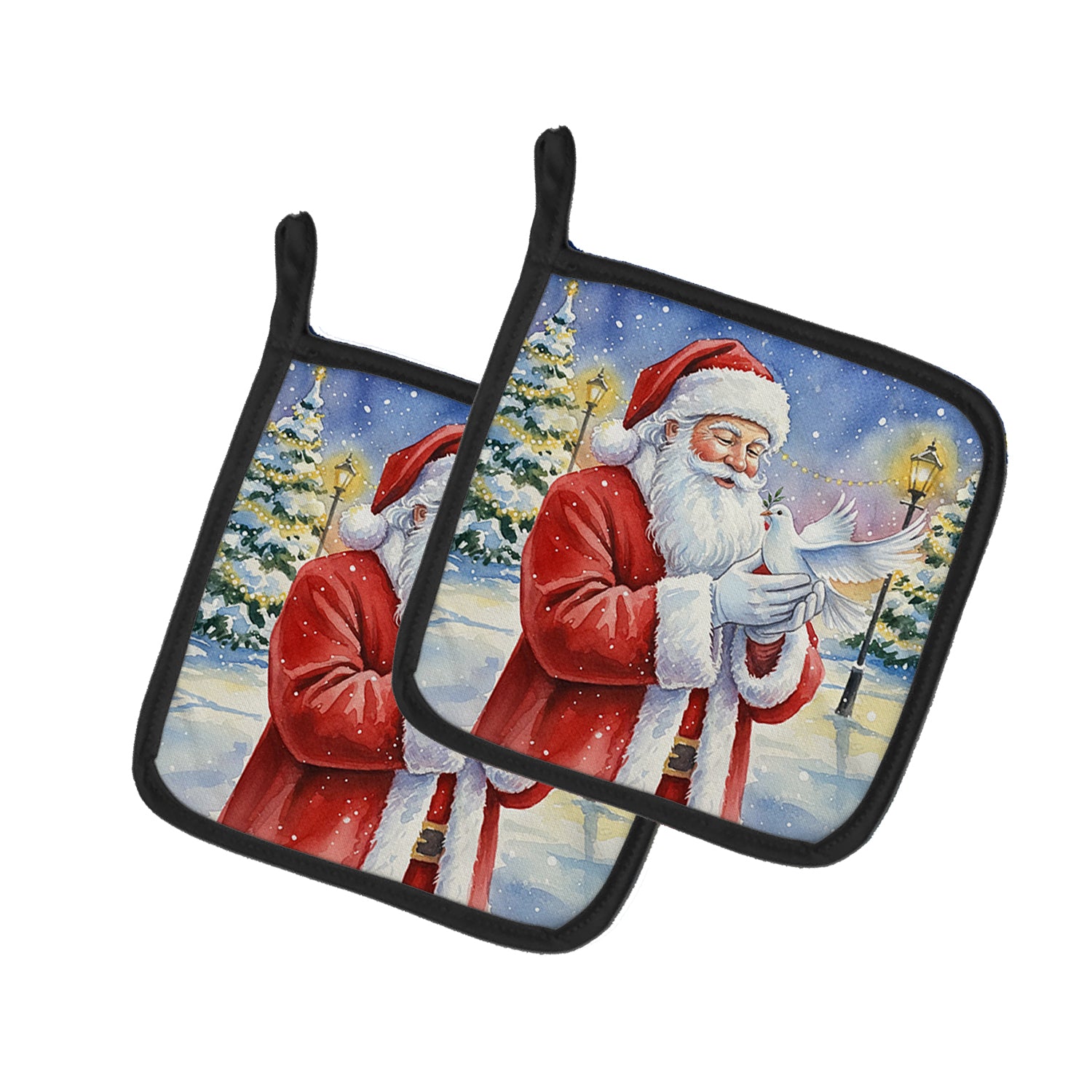 Caroline's Treasures Dove with Santa Claus Pair of Pot Holders