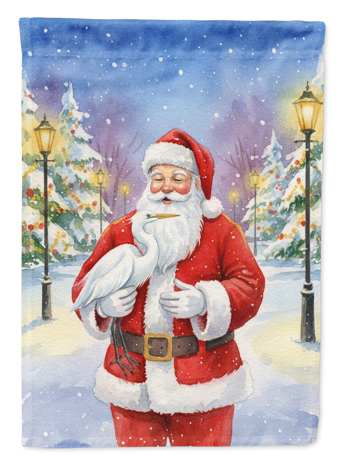 Caroline's Treasures Egret with Santa Claus Garden Flag