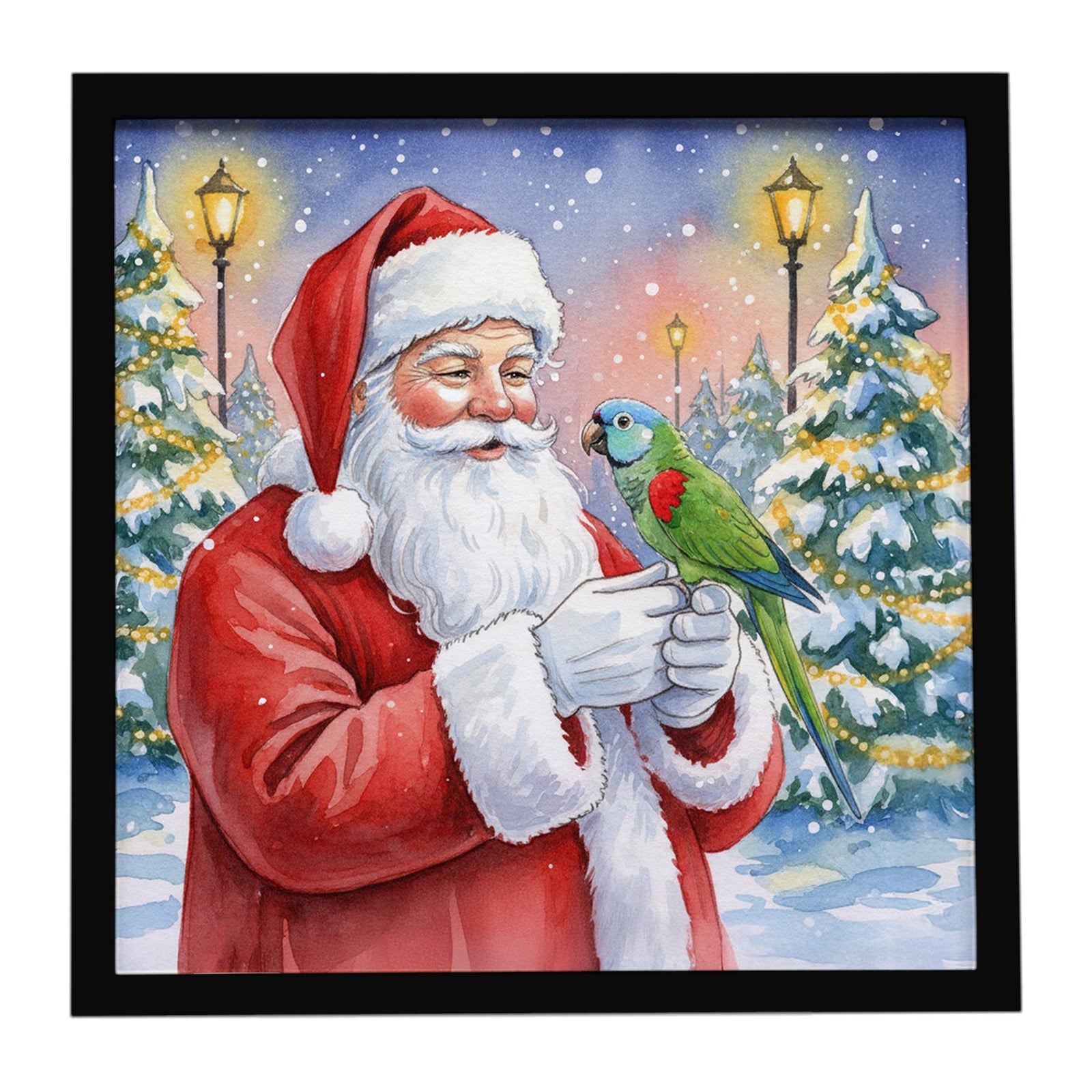 Caroline's Treasures Hahn’s Macaw Parrot with Santa Claus Framed Metal Print