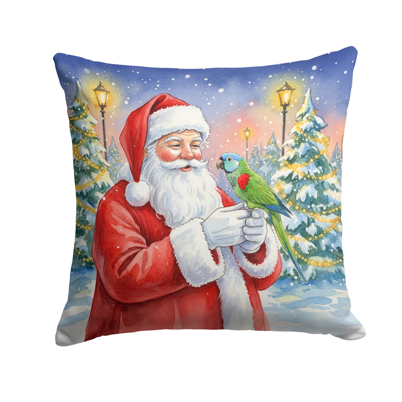 Caroline's Treasures Hahn’s Macaw Parrot with Santa Claus Throw Pillow