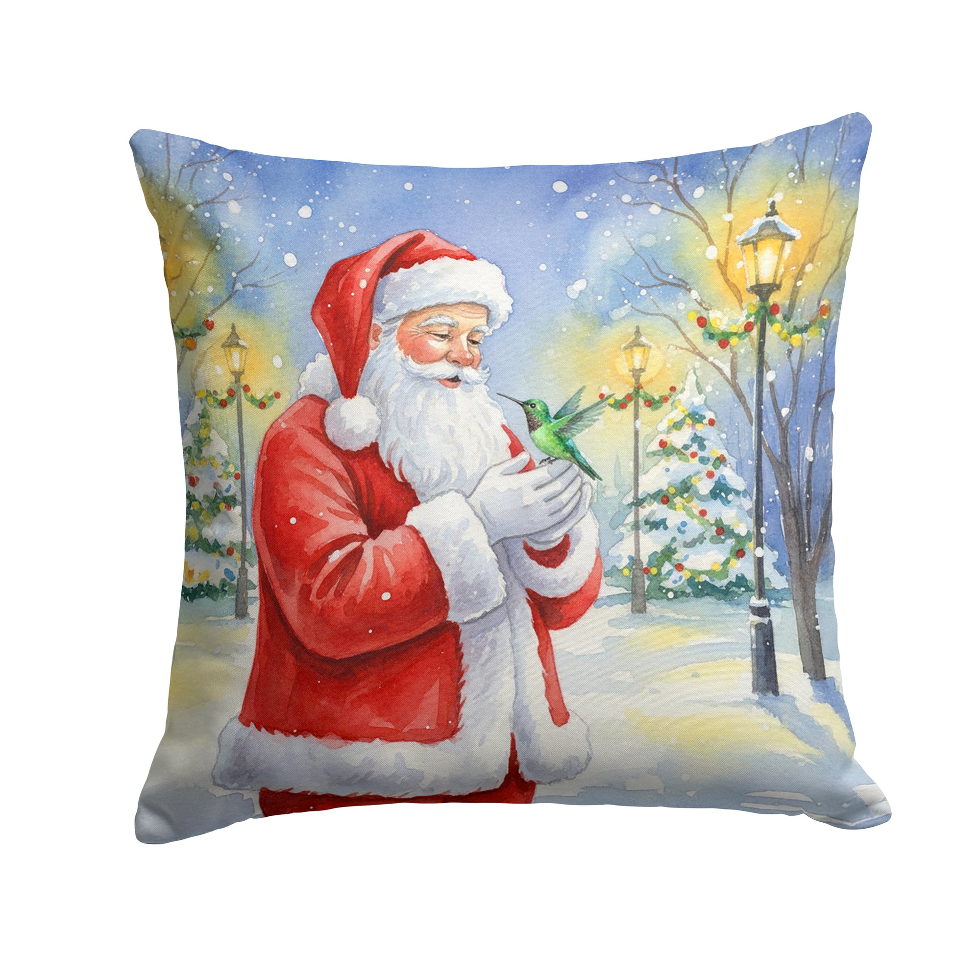 Caroline's Treasures Hummingbird with Santa Claus Throw Pillow