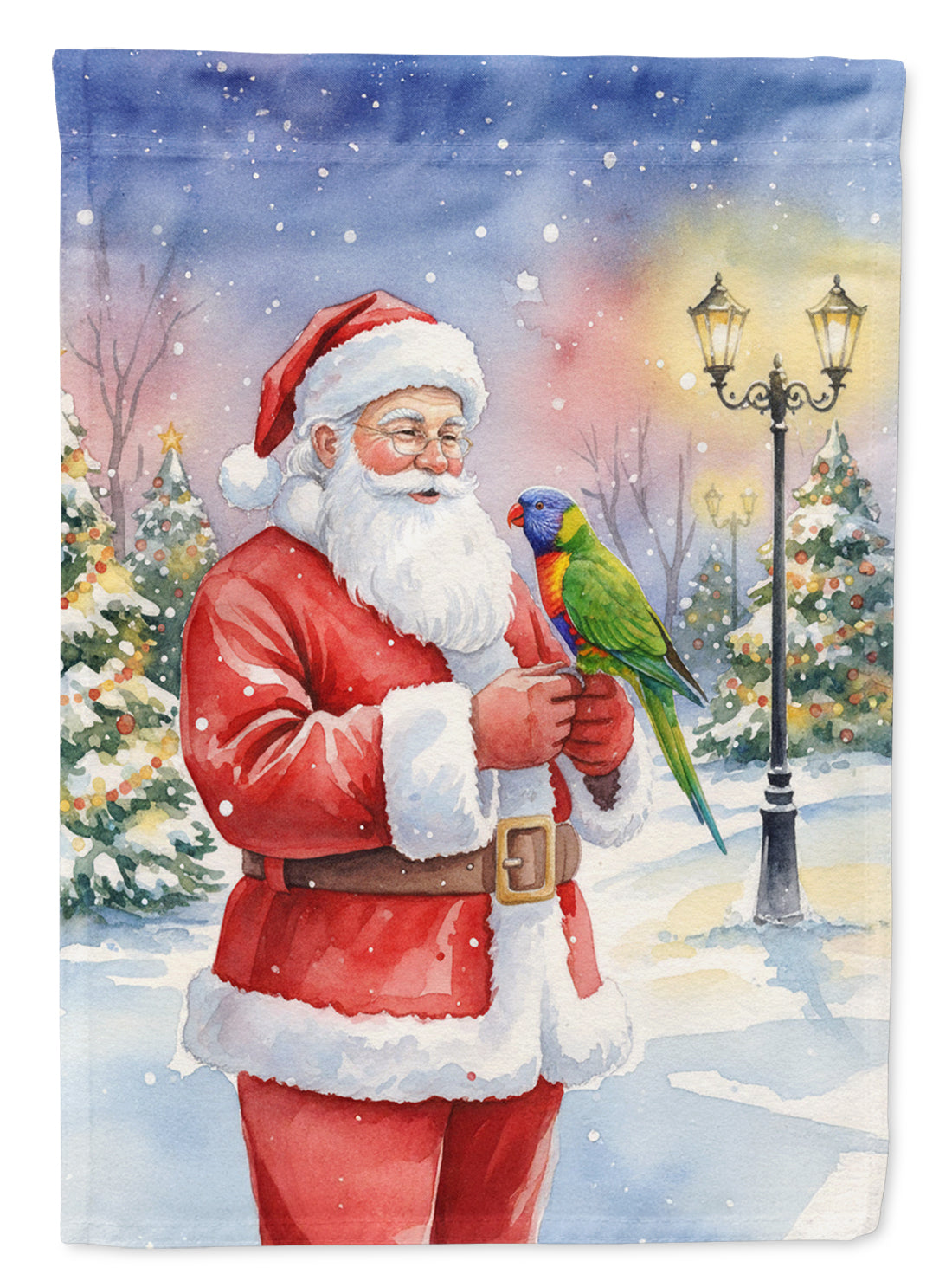 Caroline's Treasures Lorikeet with Santa Claus Garden Flag
