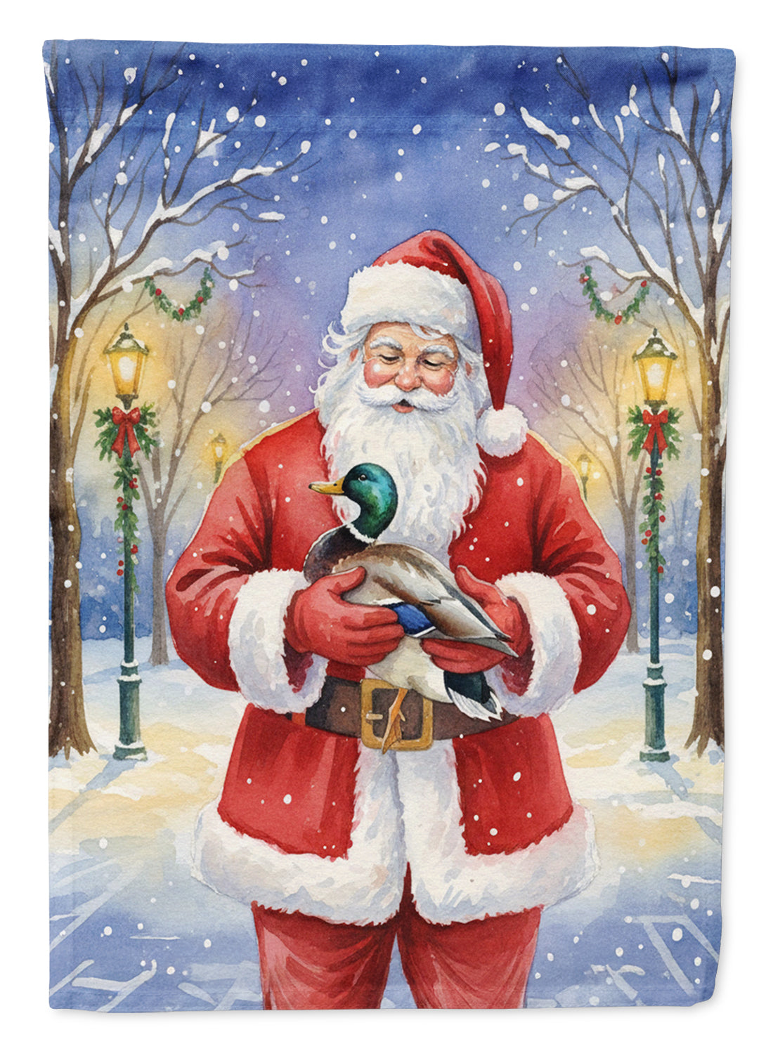 Caroline's Treasures Mallard with Santa Claus House Flag