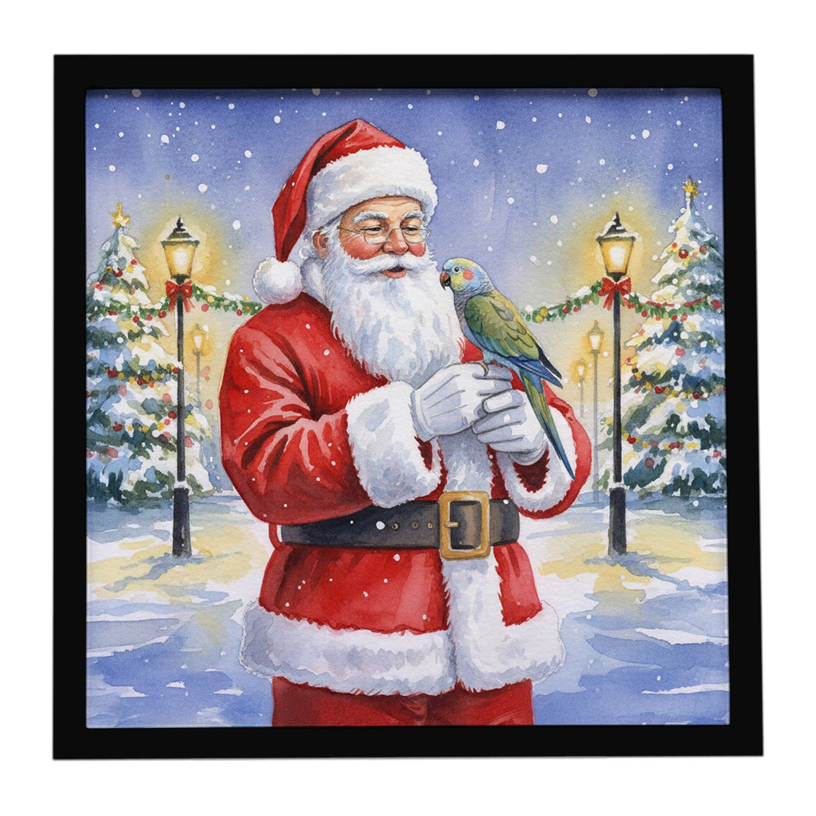 Caroline's Treasures Meyer’s Parrot with Santa Claus Framed Metal Print