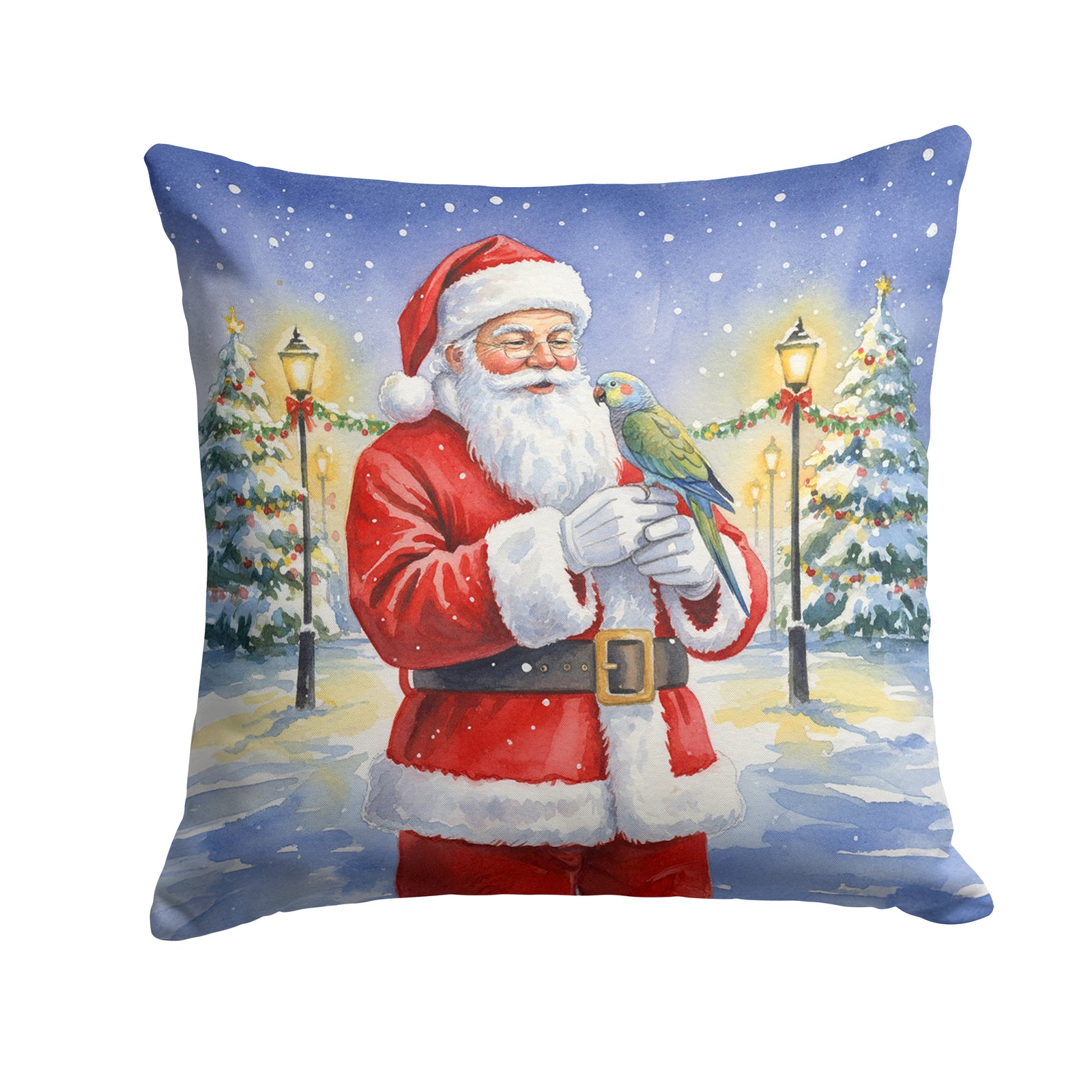 Caroline's Treasures Meyer’s Parrot with Santa Claus Throw Pillow