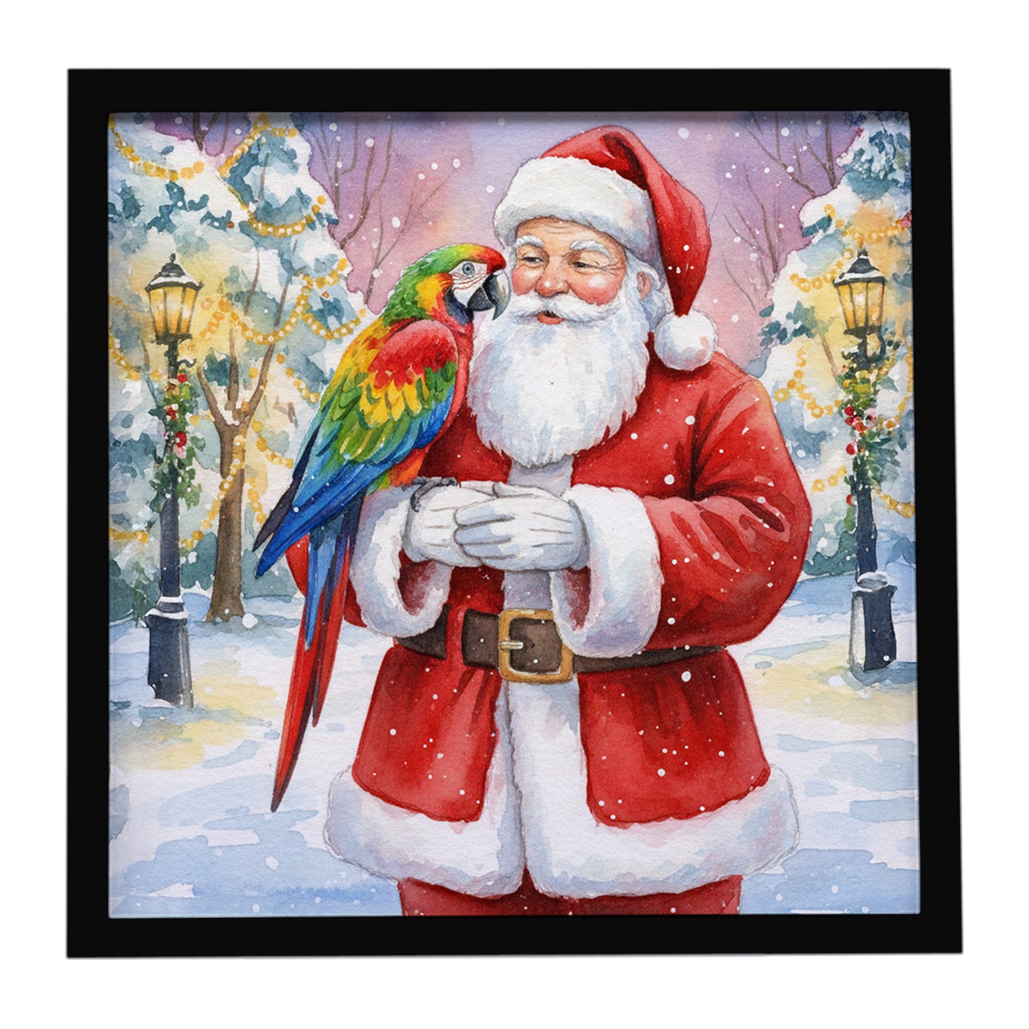 Caroline's Treasures Parrot with Santa Claus Framed Metal Print