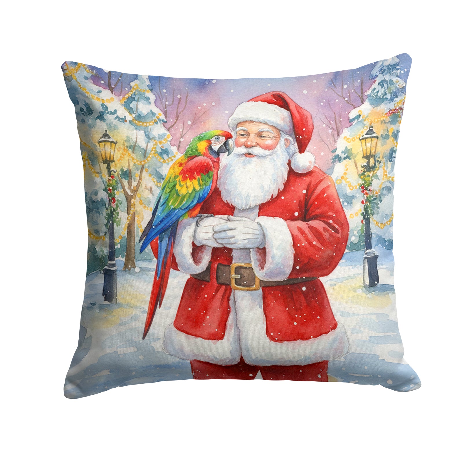Caroline's Treasures Parrot with Santa Claus Throw Pillow