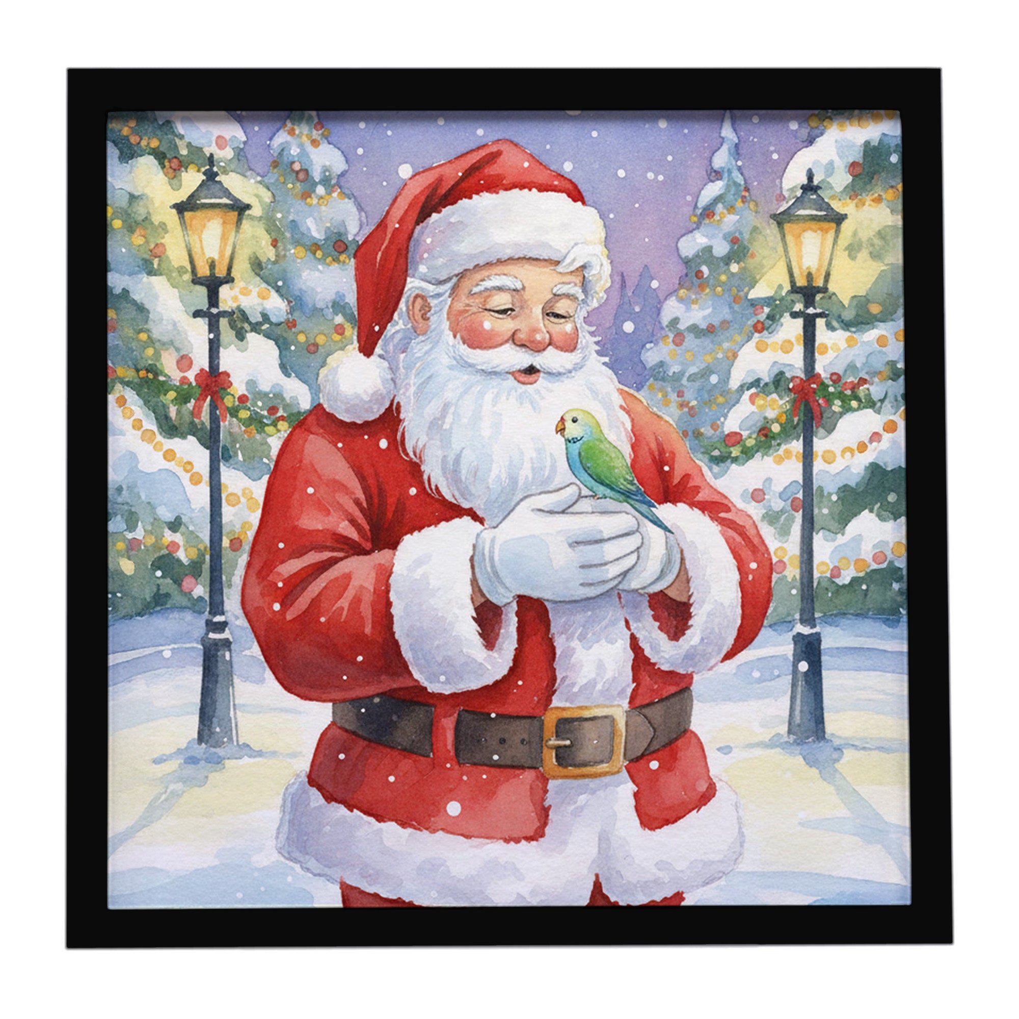 Caroline's Treasures Parrotlet with Santa Claus Framed Metal Print