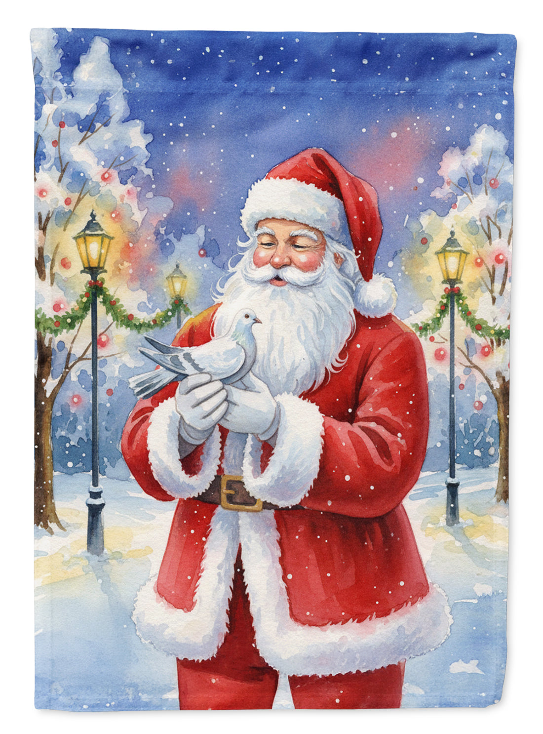 Caroline's Treasures Pigeon with Santa Claus Garden Flag