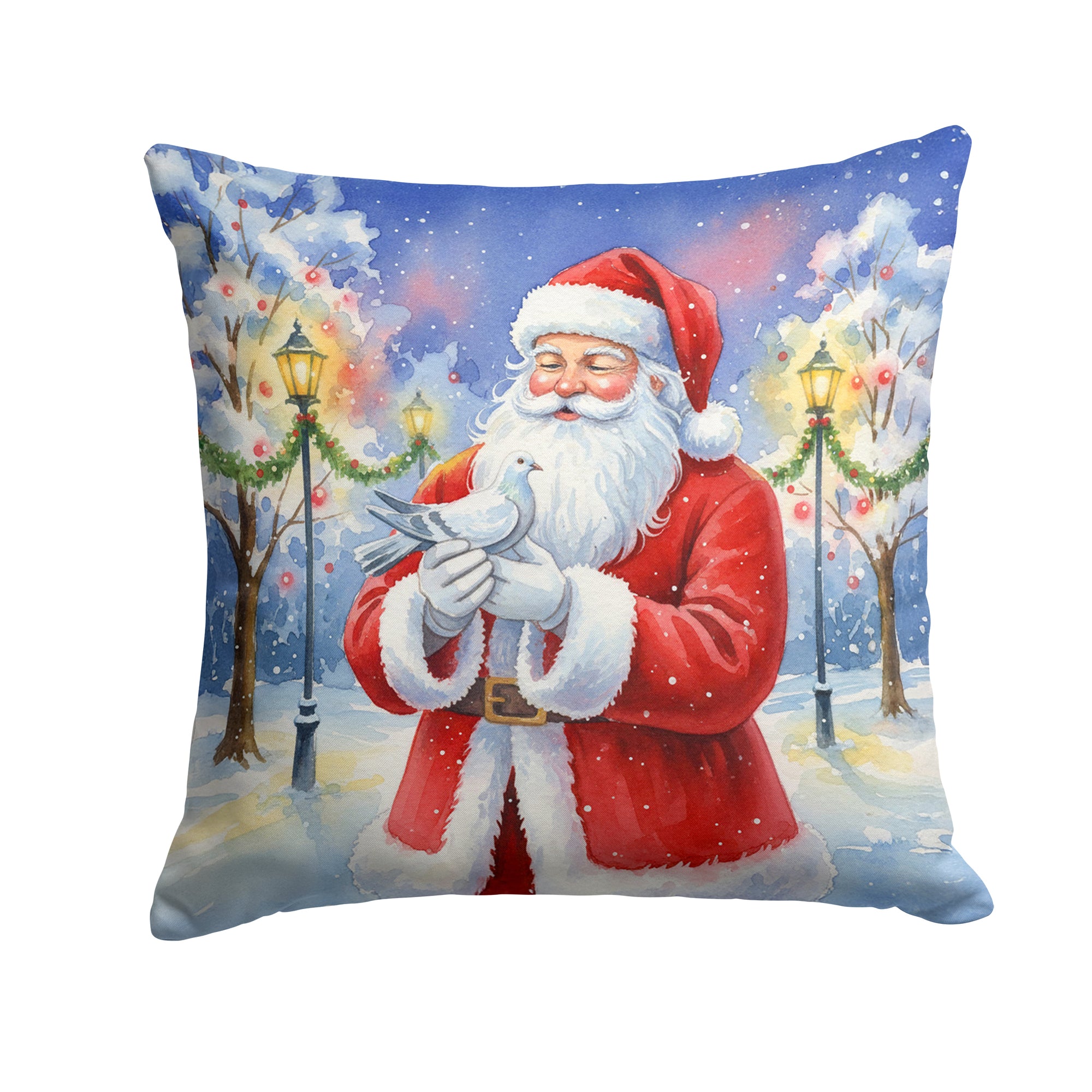 Caroline's Treasures Pigeon with Santa Claus Throw Pillow