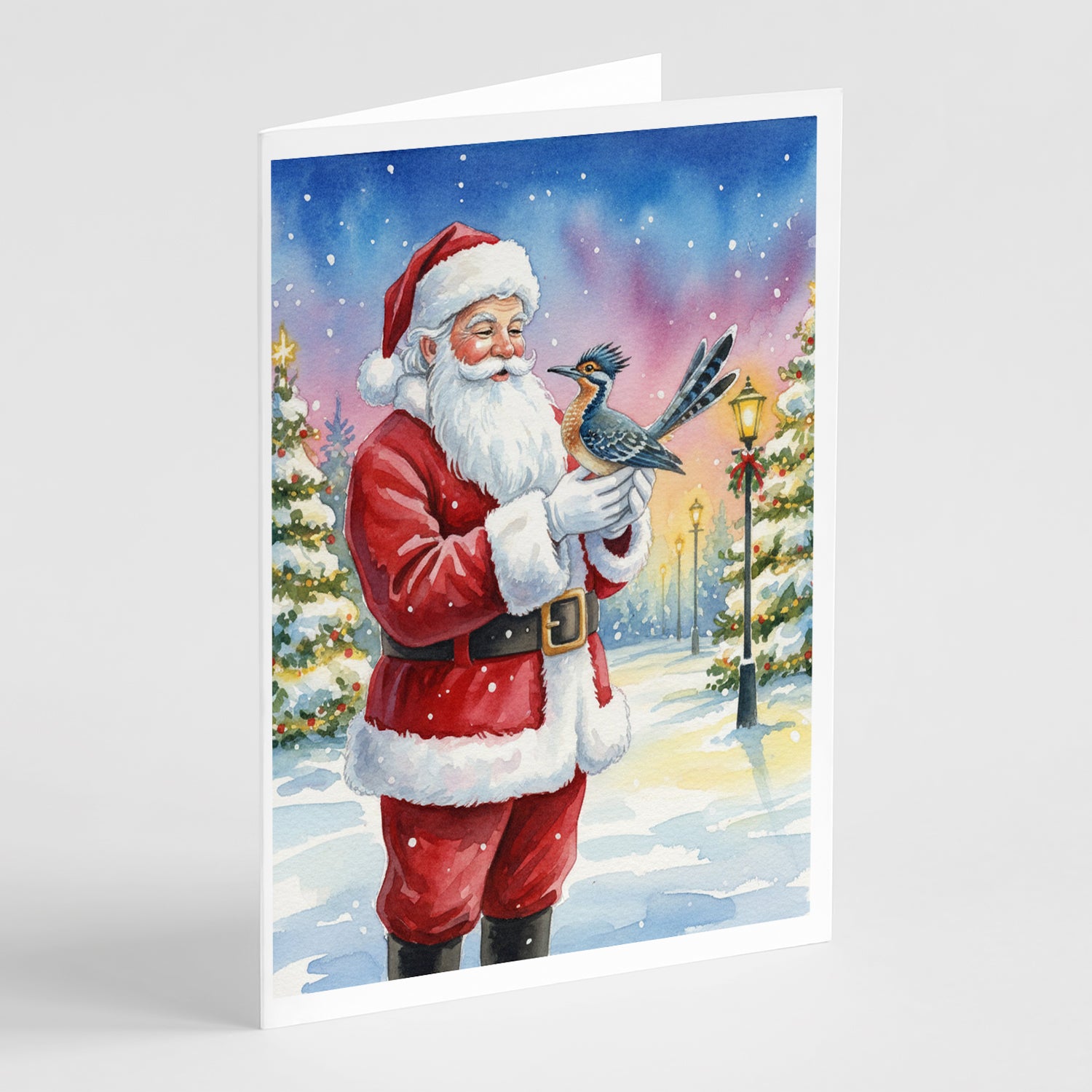 Caroline's Treasures Roadrunner with Santa Claus Greeting Cards Pack of 8