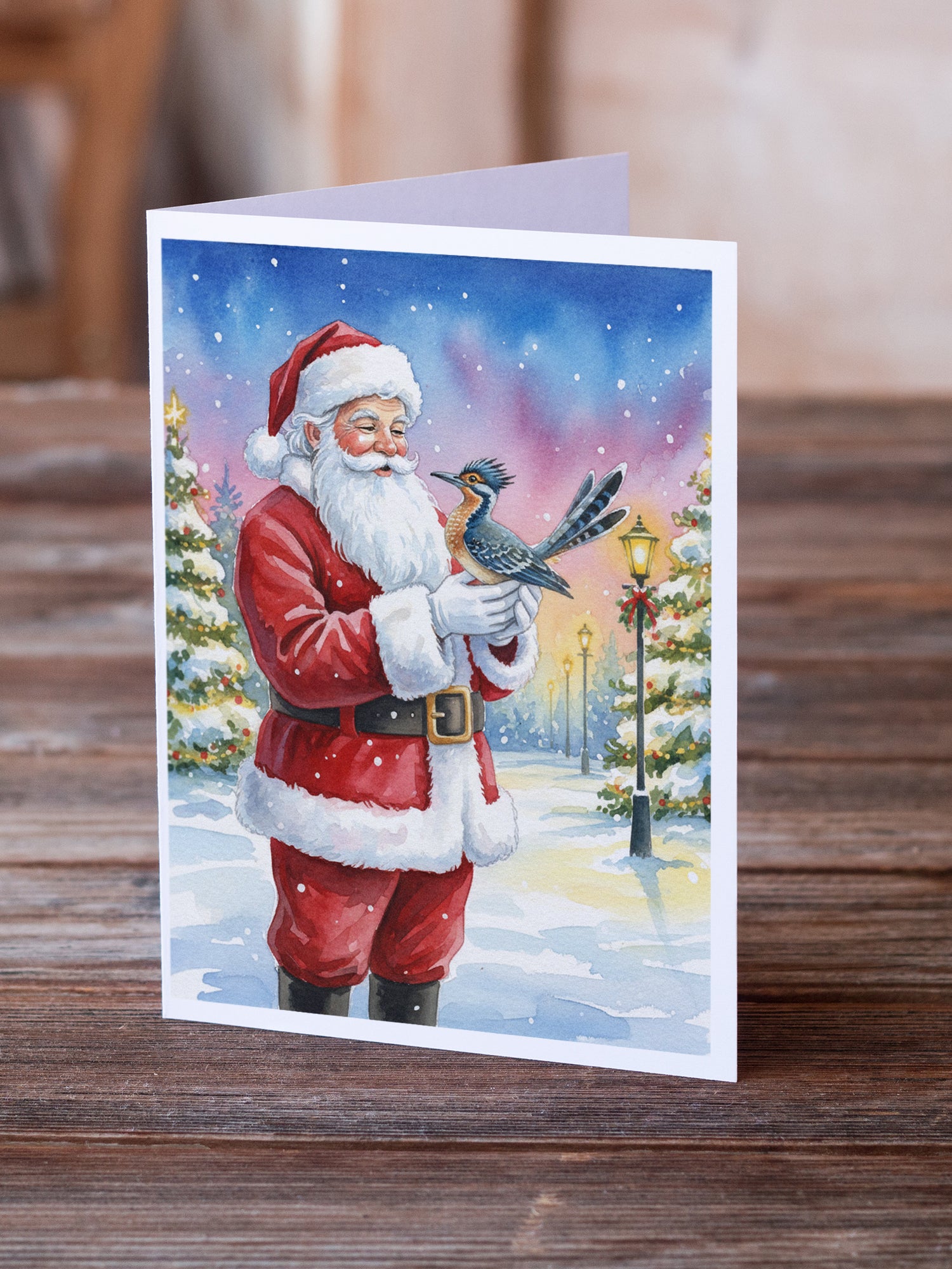 Caroline's Treasures Roadrunner with Santa Claus Greeting Cards Pack of 8