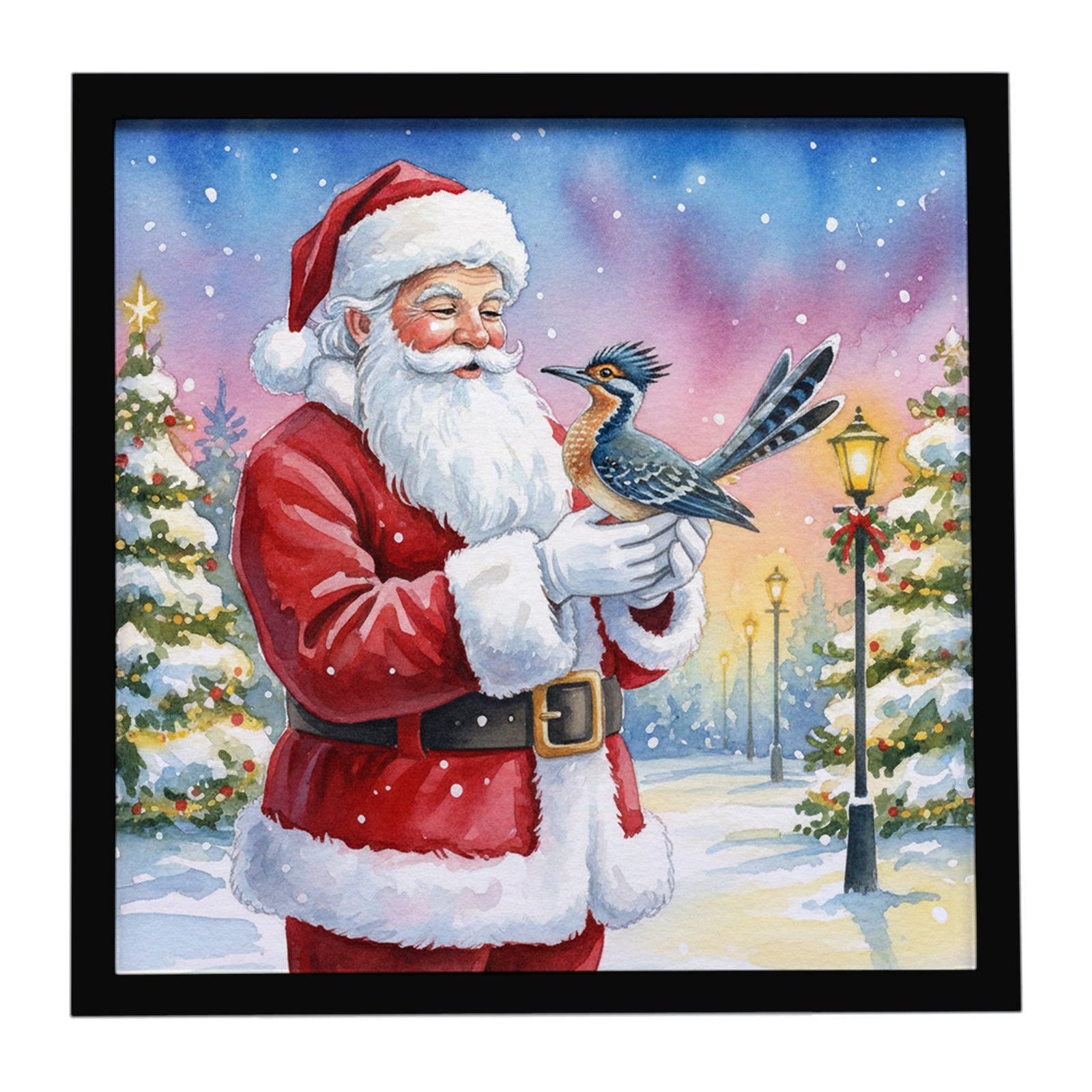 Caroline's Treasures Roadrunner with Santa Claus Framed Metal Print