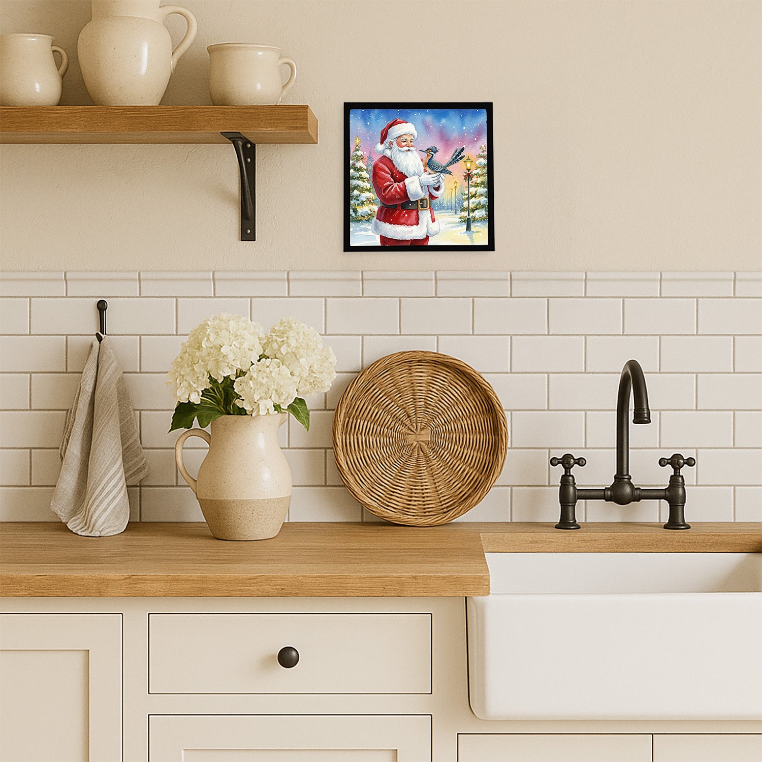 Caroline's Treasures Roadrunner with Santa Claus Framed Metal Print