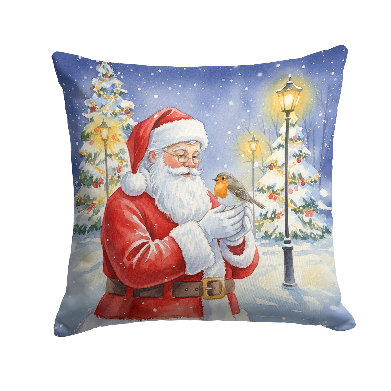 Caroline's Treasures Robin with Santa Claus Throw Pillow
