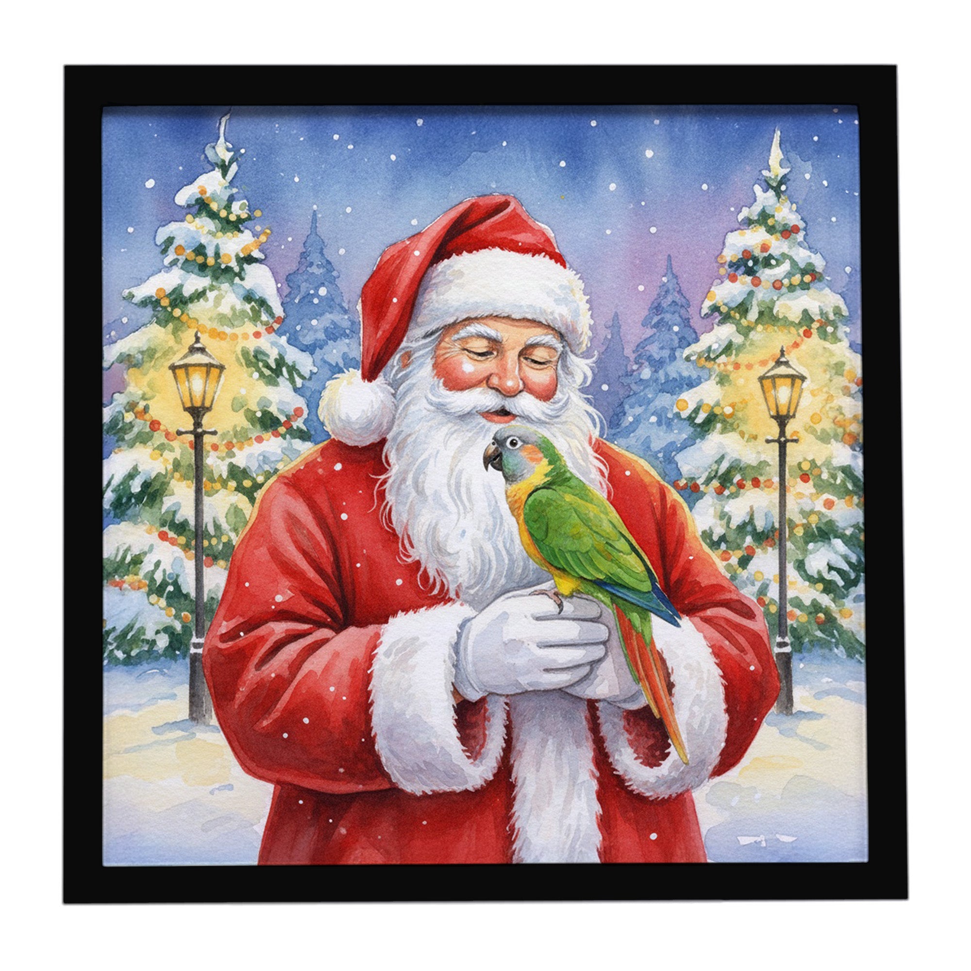 Caroline's Treasures Senegal Parrot with Santa Claus Framed Metal Print