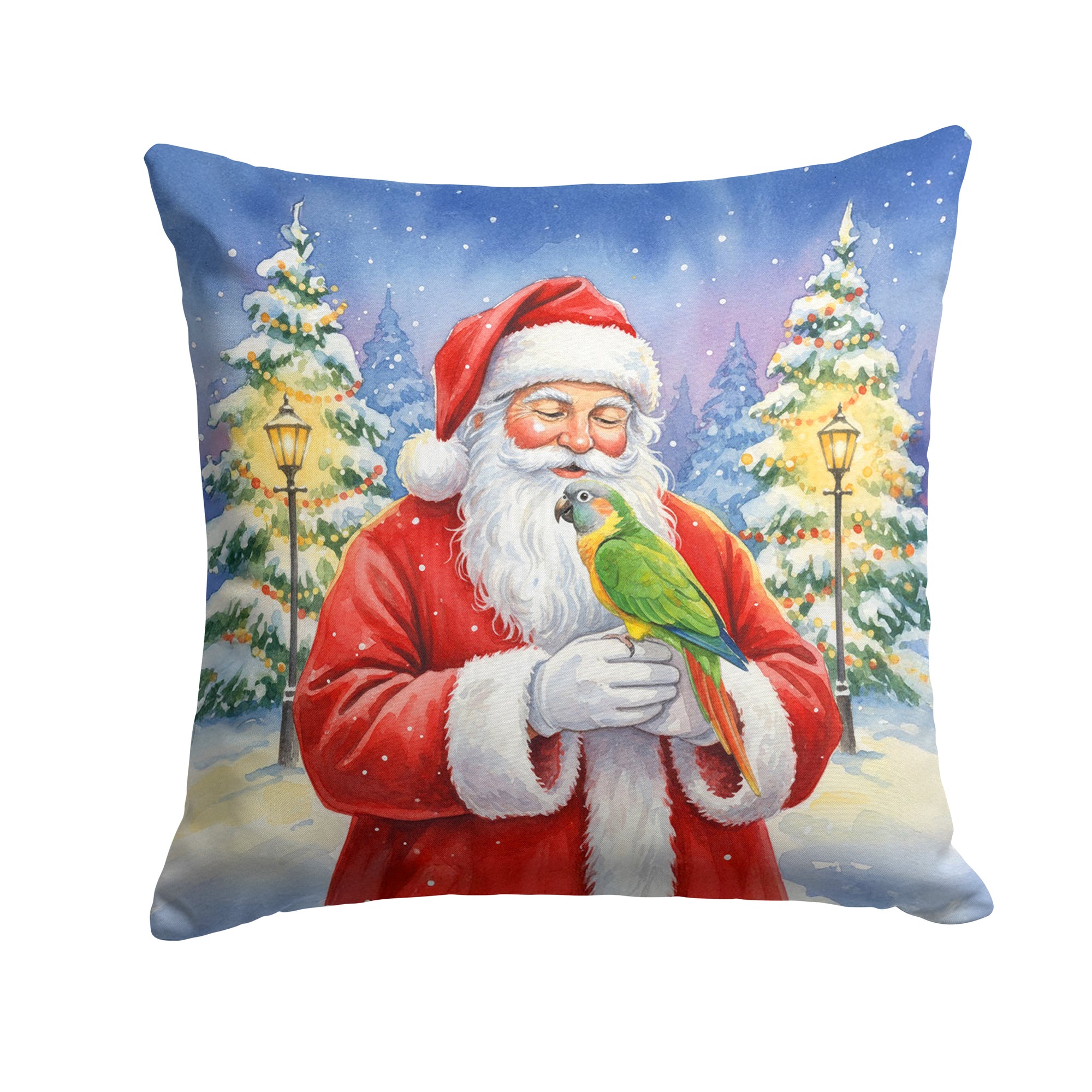 Caroline's Treasures Senegal Parrot with Santa Claus Throw Pillow