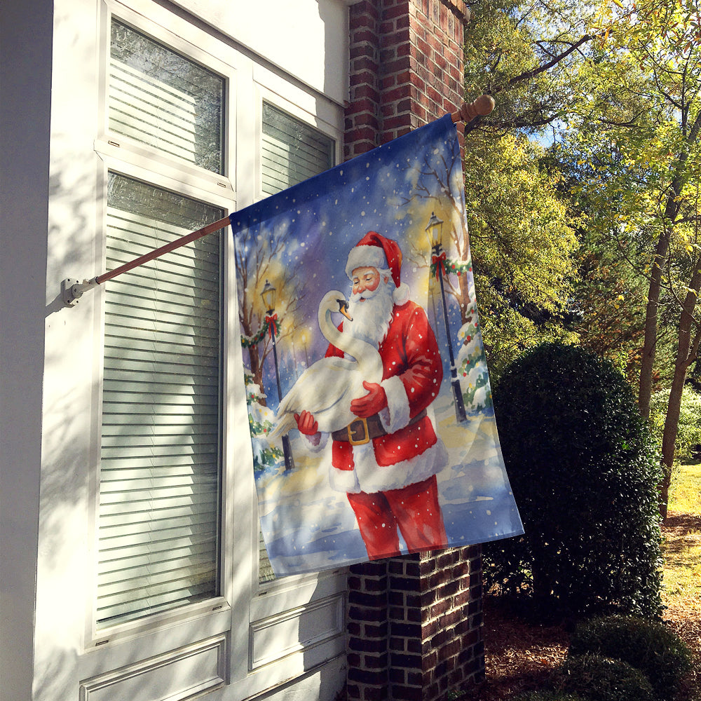 Caroline's Treasures Swan with Santa Claus House Flag