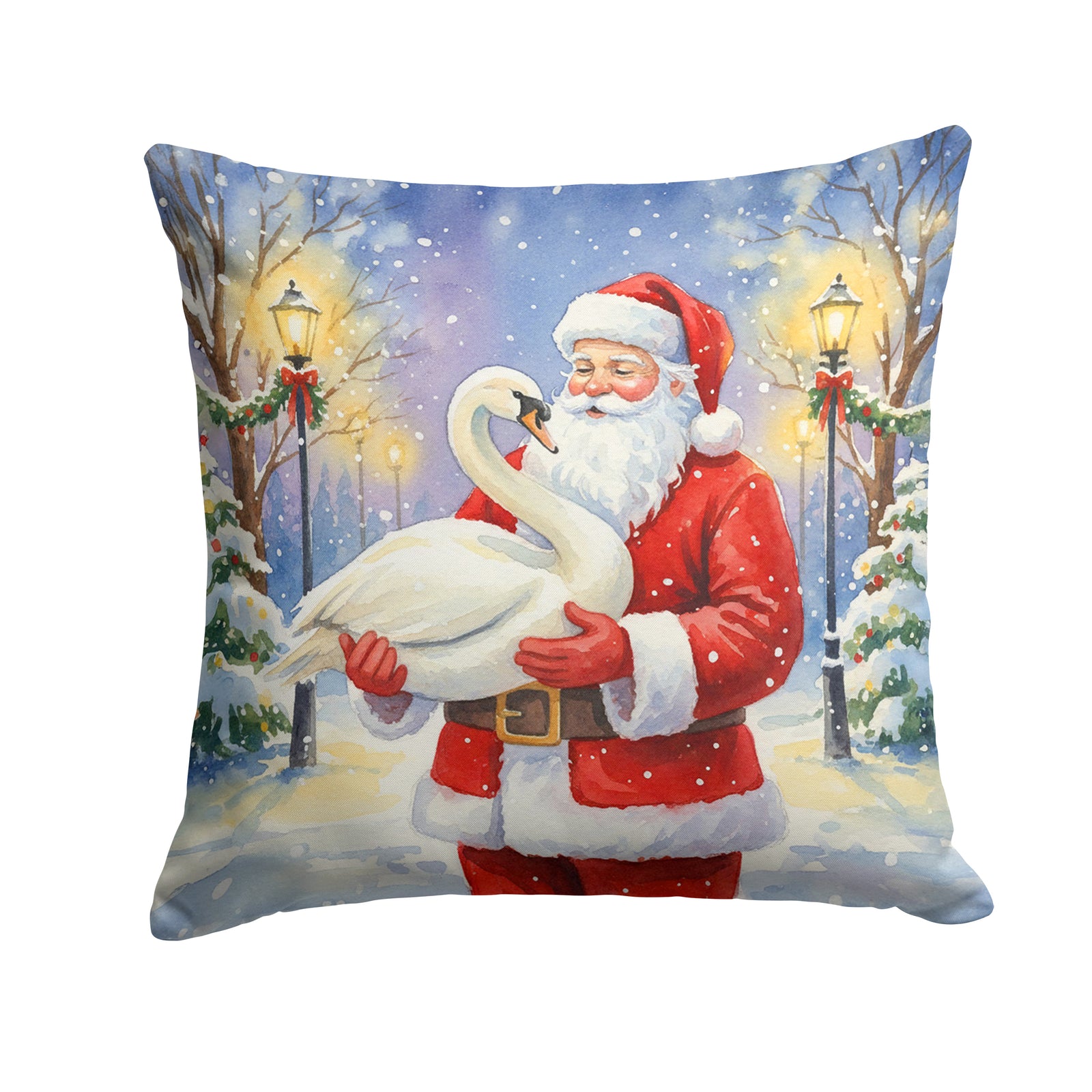 Caroline's Treasures Swan with Santa Claus Throw Pillow