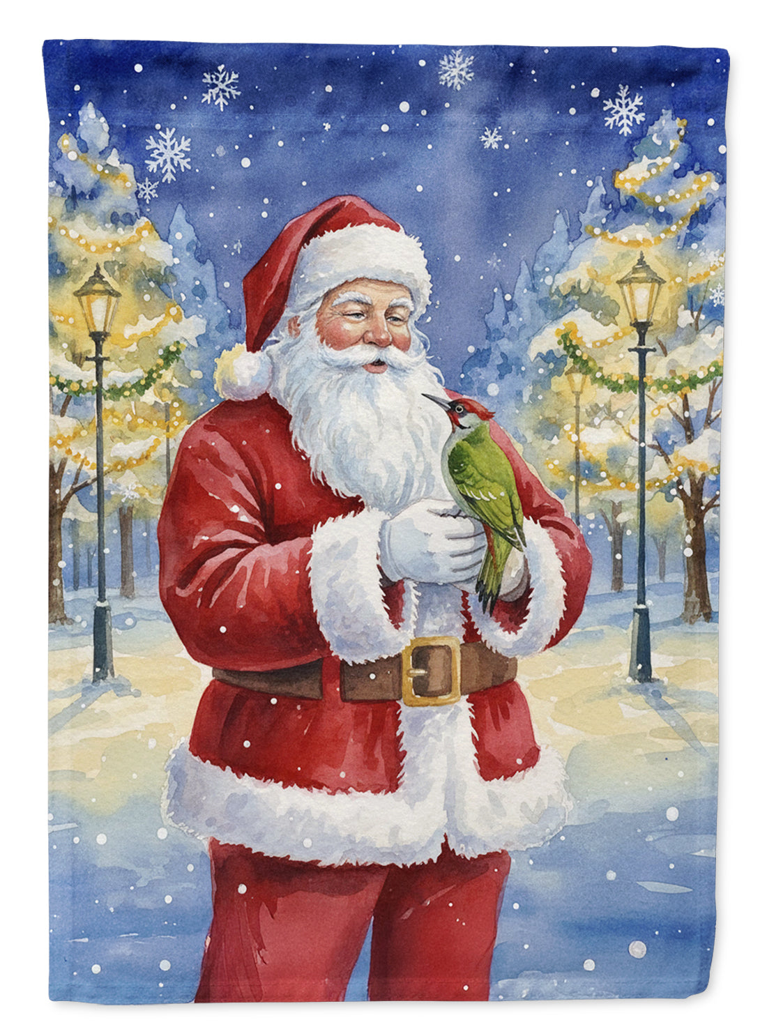 Caroline's Treasures Woodpecker with Santa Claus House Flag