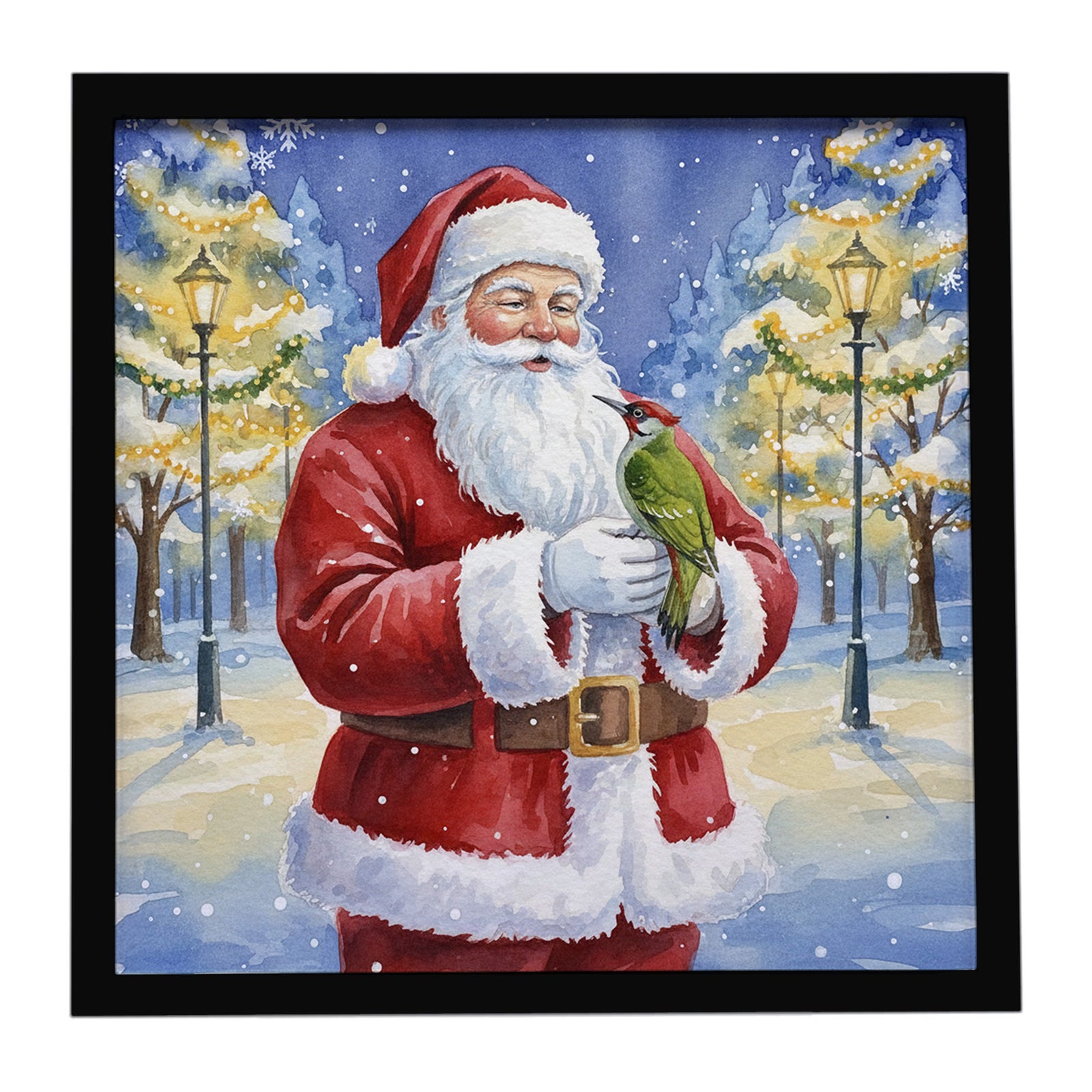 Caroline's Treasures Woodpecker with Santa Claus Framed Metal Print