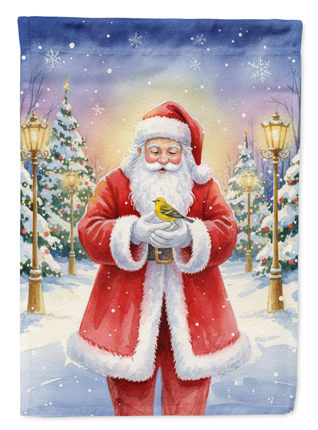 Caroline's Treasures Yellowhammer with Santa Claus House Flag