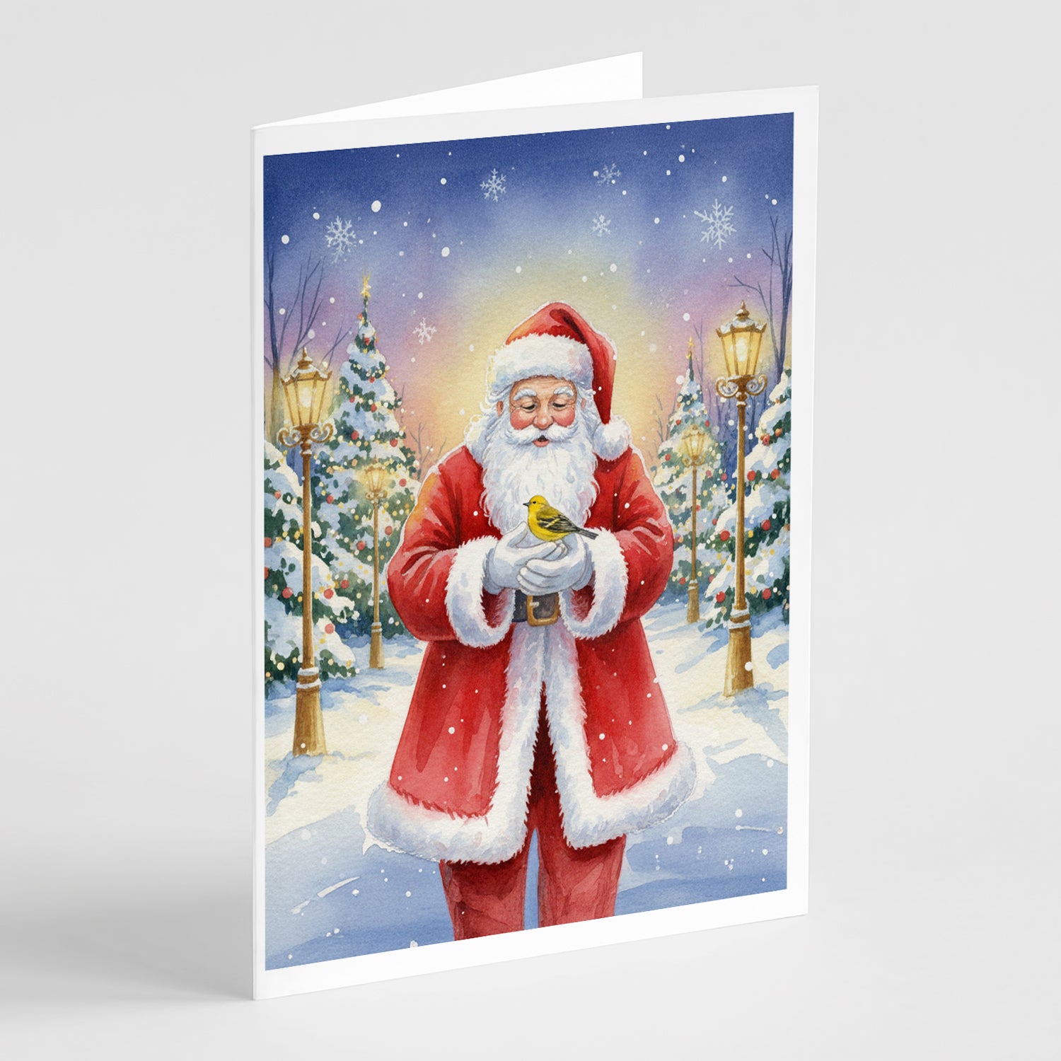 Caroline's Treasures Yellowhammer with Santa Claus Greeting Cards Pack of 8