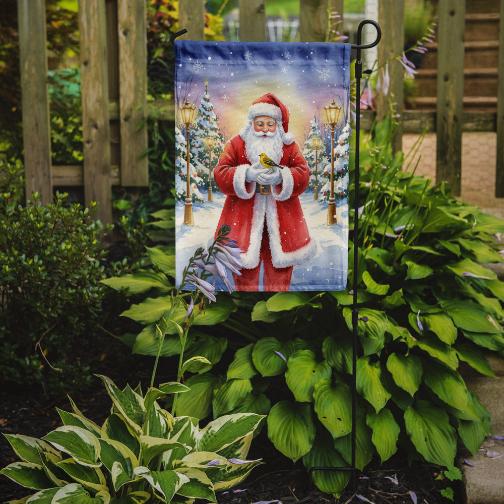 Caroline's Treasures Yellowhammer with Santa Claus Garden Flag