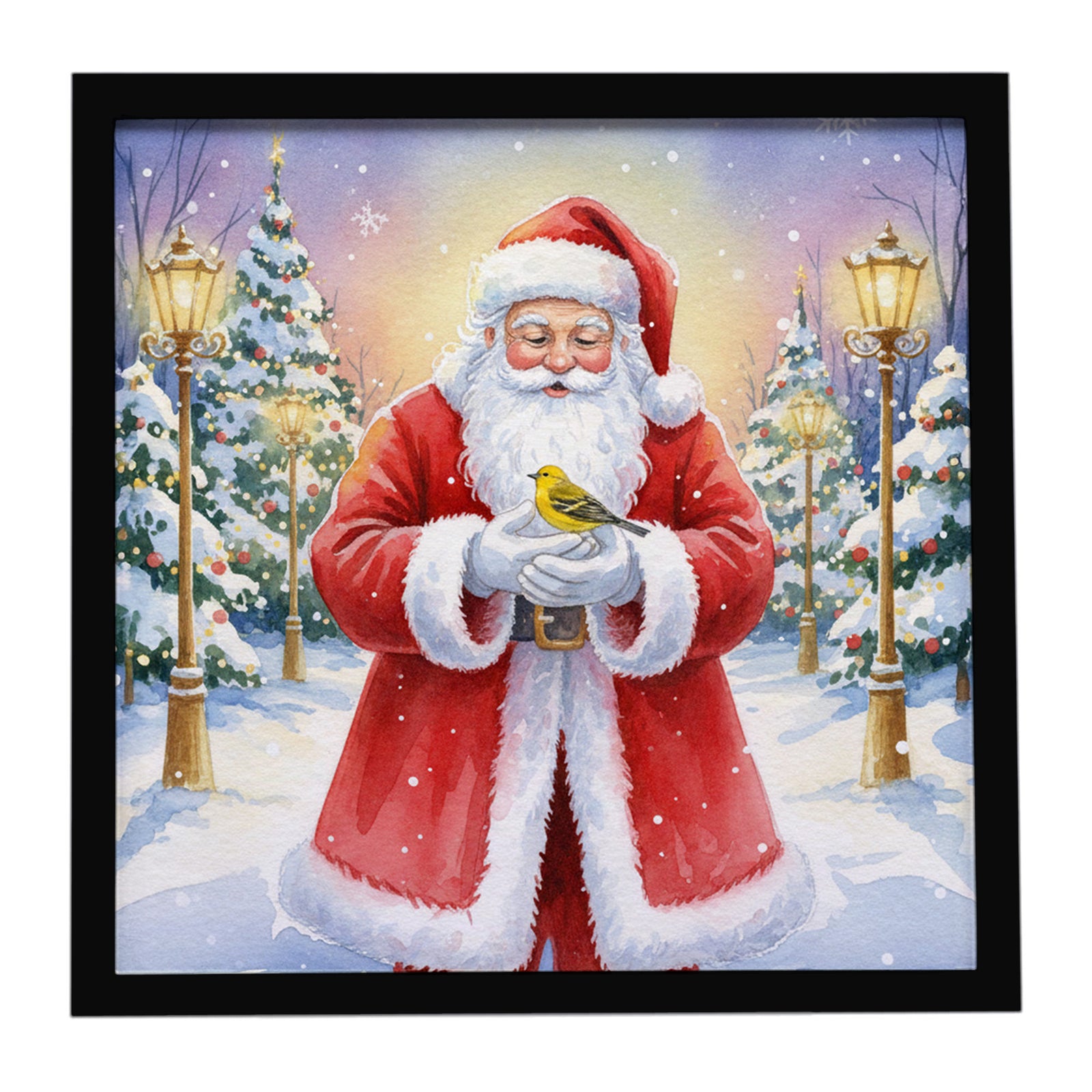 Caroline's Treasures Yellowhammer with Santa Claus Framed Metal Print