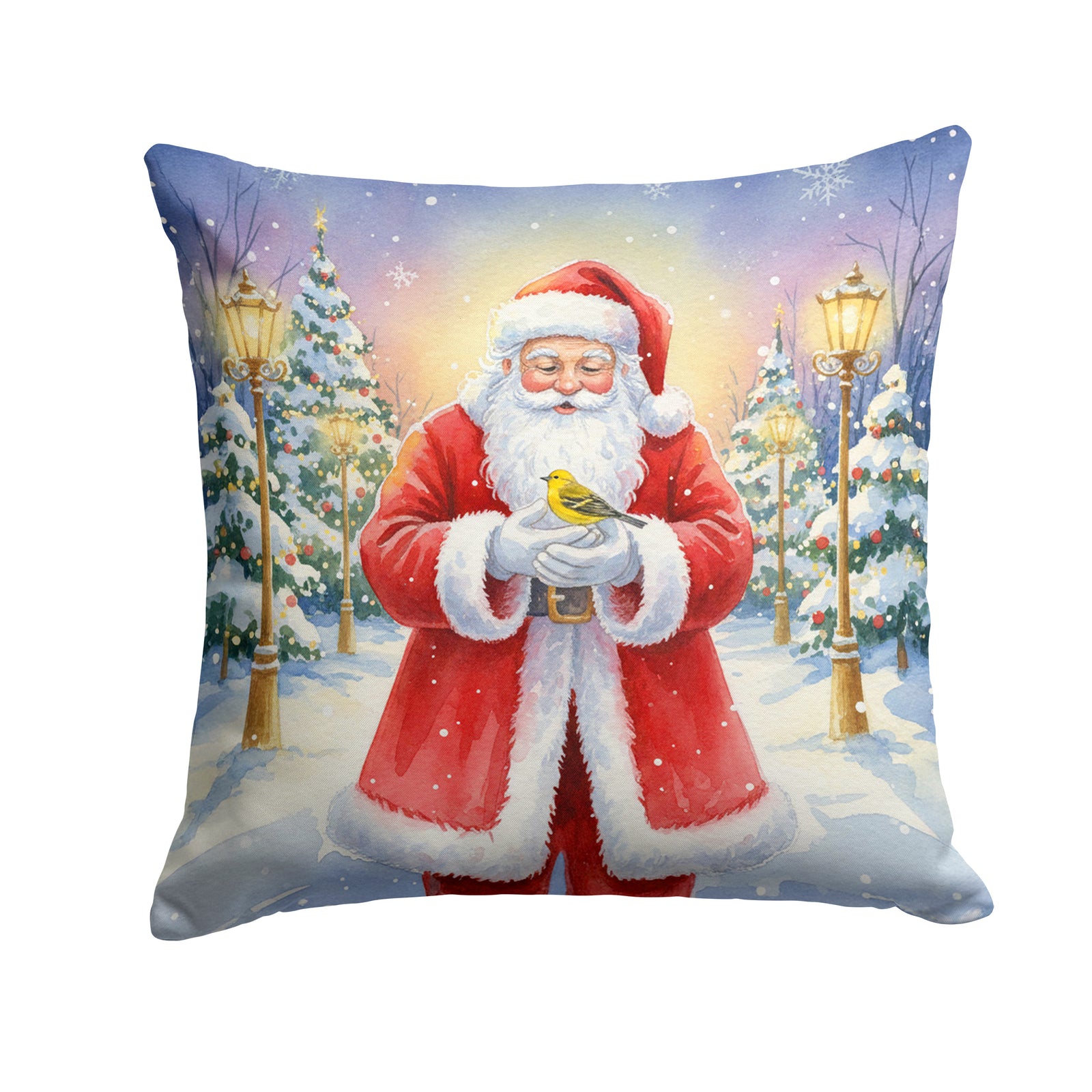 Caroline's Treasures Yellowhammer with Santa Claus Throw Pillow