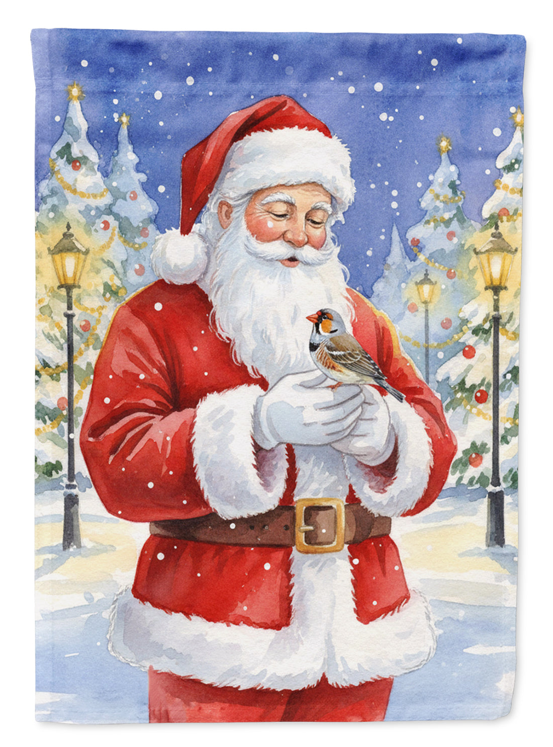Caroline's Treasures Zebra Finch with Santa Claus House Flag