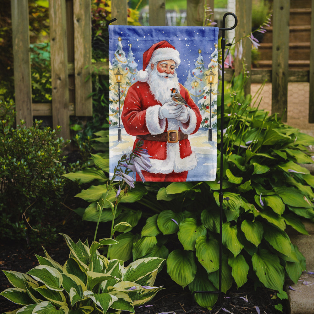 Caroline's Treasures Zebra Finch with Santa Claus Garden Flag