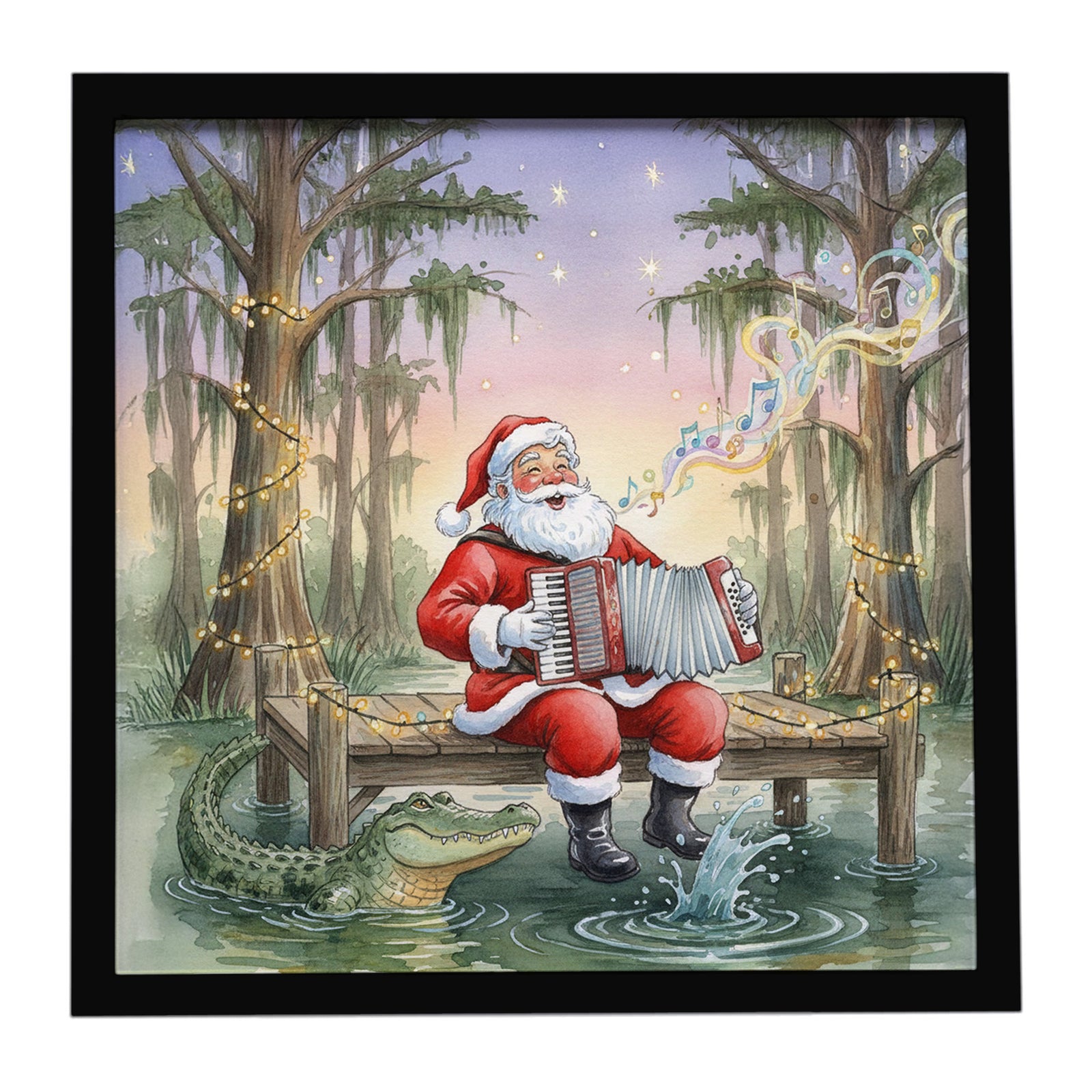Caroline's Treasures Cajun Santa Claus and the Accordion Gator Christmas Framed Metal Print