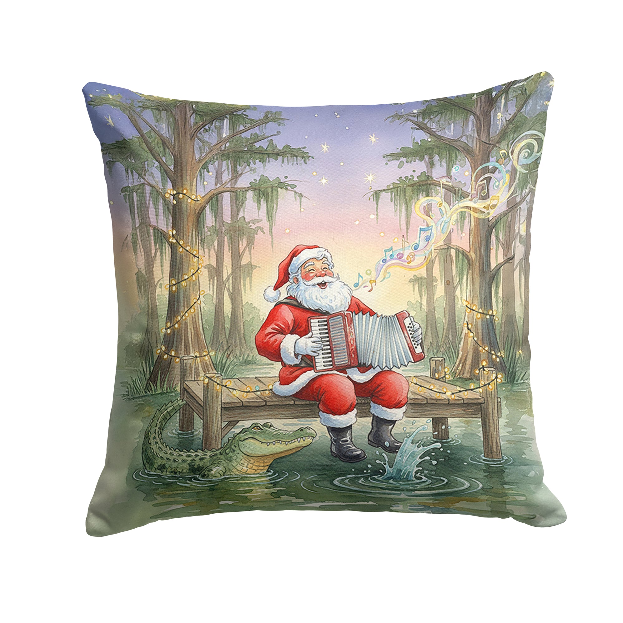 Caroline's Treasures Cajun Santa Claus and the Accordion Gator Christmas Throw Pillow