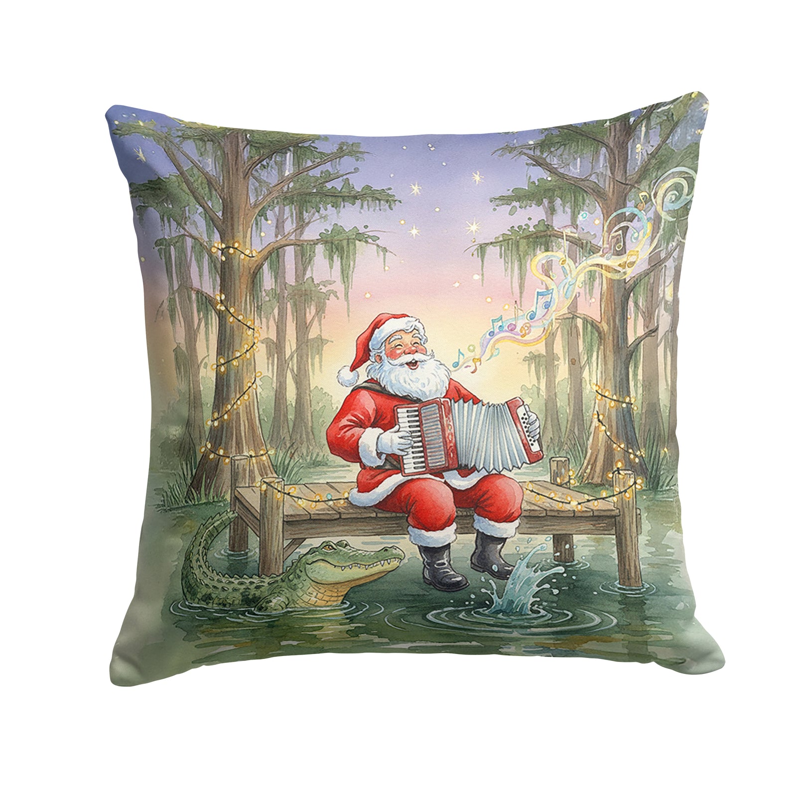Caroline's Treasures Cajun Santa Claus and the Accordion Gator Christmas Throw Pillow