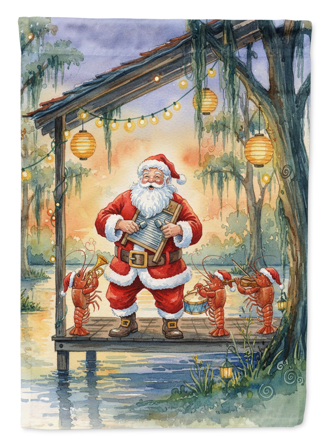 Caroline's Treasures Cajun Santa Claus and the Crawfish Band Christmas Garden Flag