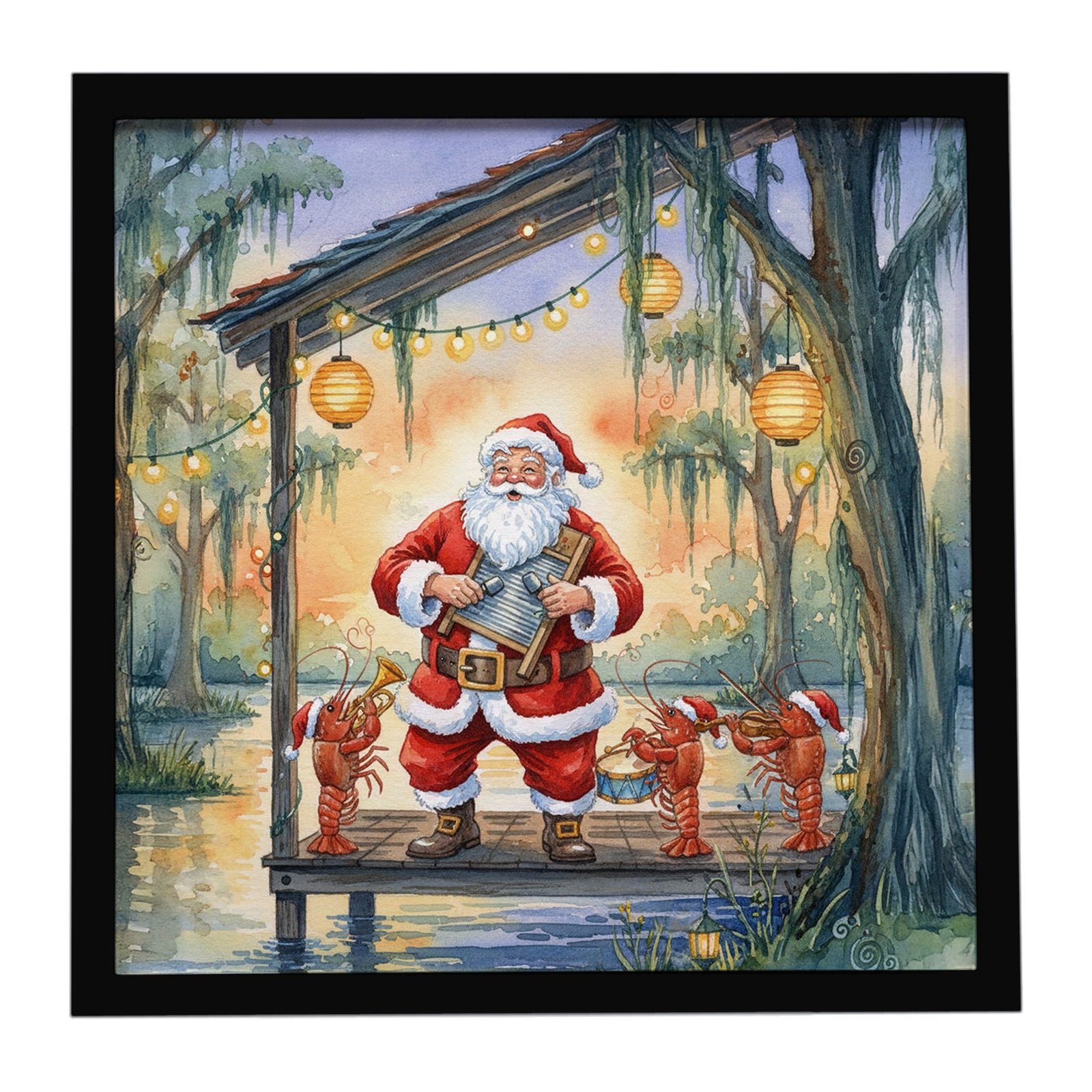 Caroline's Treasures Cajun Santa Claus and the Crawfish Band Christmas Framed Metal Print
